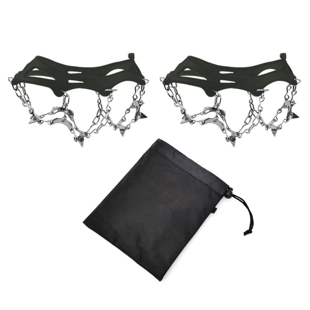 XinQt 1 Pair 13 Teeth Anti-Slip Ice Grippers for Shoes - Heavy Duty Snow Spikes & Crampons for Hiking, Climbing & Winter Walking - Secure Traction on Ice & Snow (Black, Medium) - Perfect for Outdoor Adventures, Winter Sports & Icy Commutes