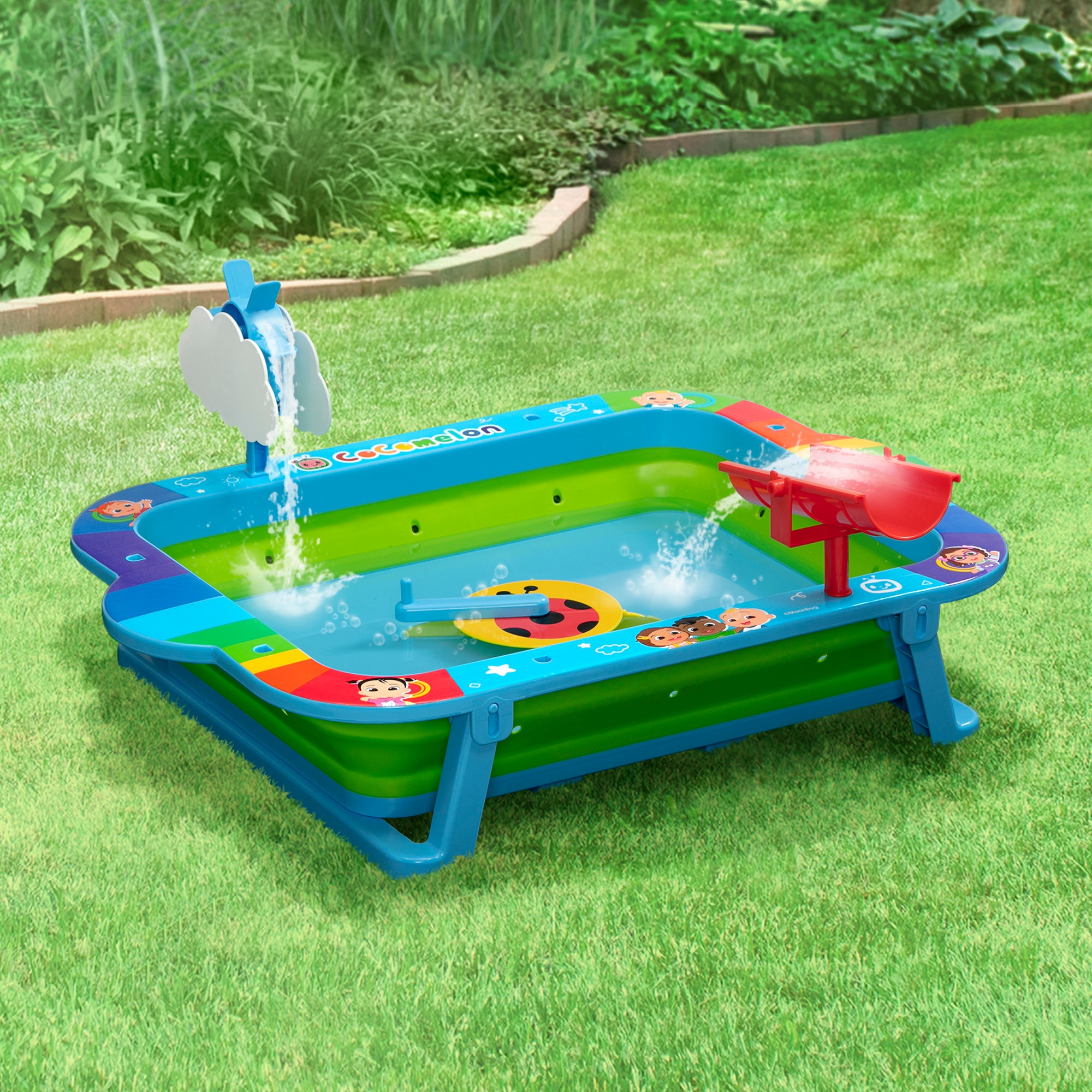 CoComelon Collapsible Water Activity Table for Kids - Portable Toddler Water Play Table for Indoor & Outdoor Fun - Perfect for Backyard, Pool, and Beach Playtime
