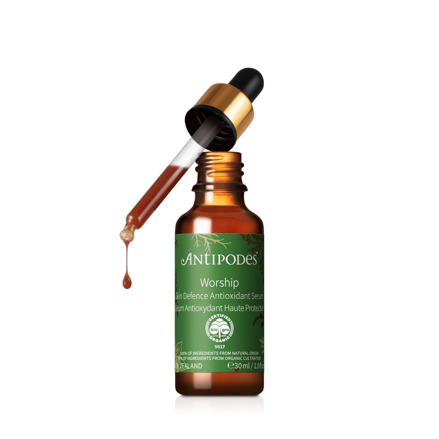 Antipodes Organic Worship Skin Defence Antioxidant Serum - Vegan, Cruelty-Free Face Serum for Hydration & Anti-Aging | Perfect for Daily Skincare Routine & Nighttime Regimen
