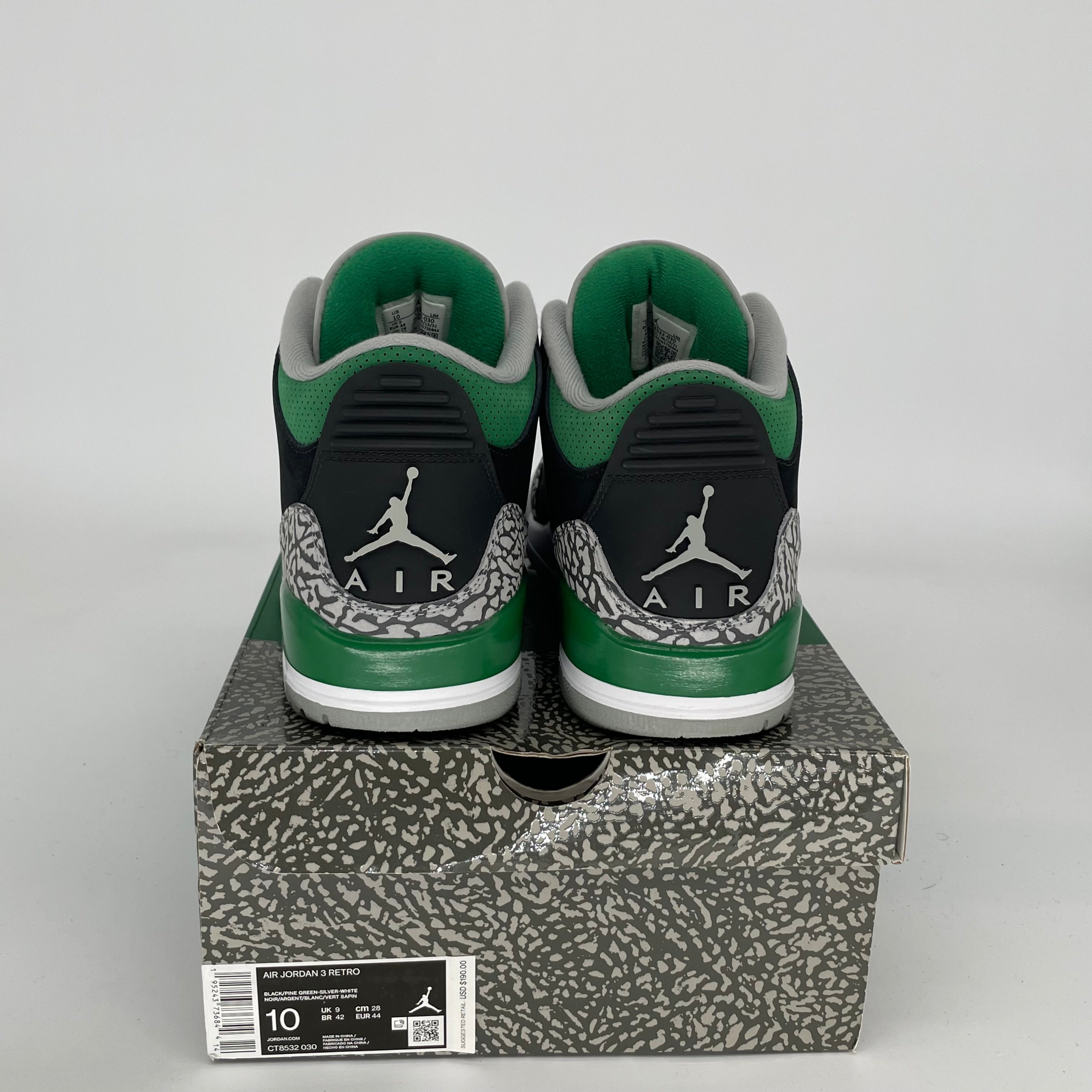 AIR JORDAN 3 PINE GREEN Men's Basketball Shoes - Size 10 (CT8532-030) - Retro Sneakers for Streetwear & Casual Style