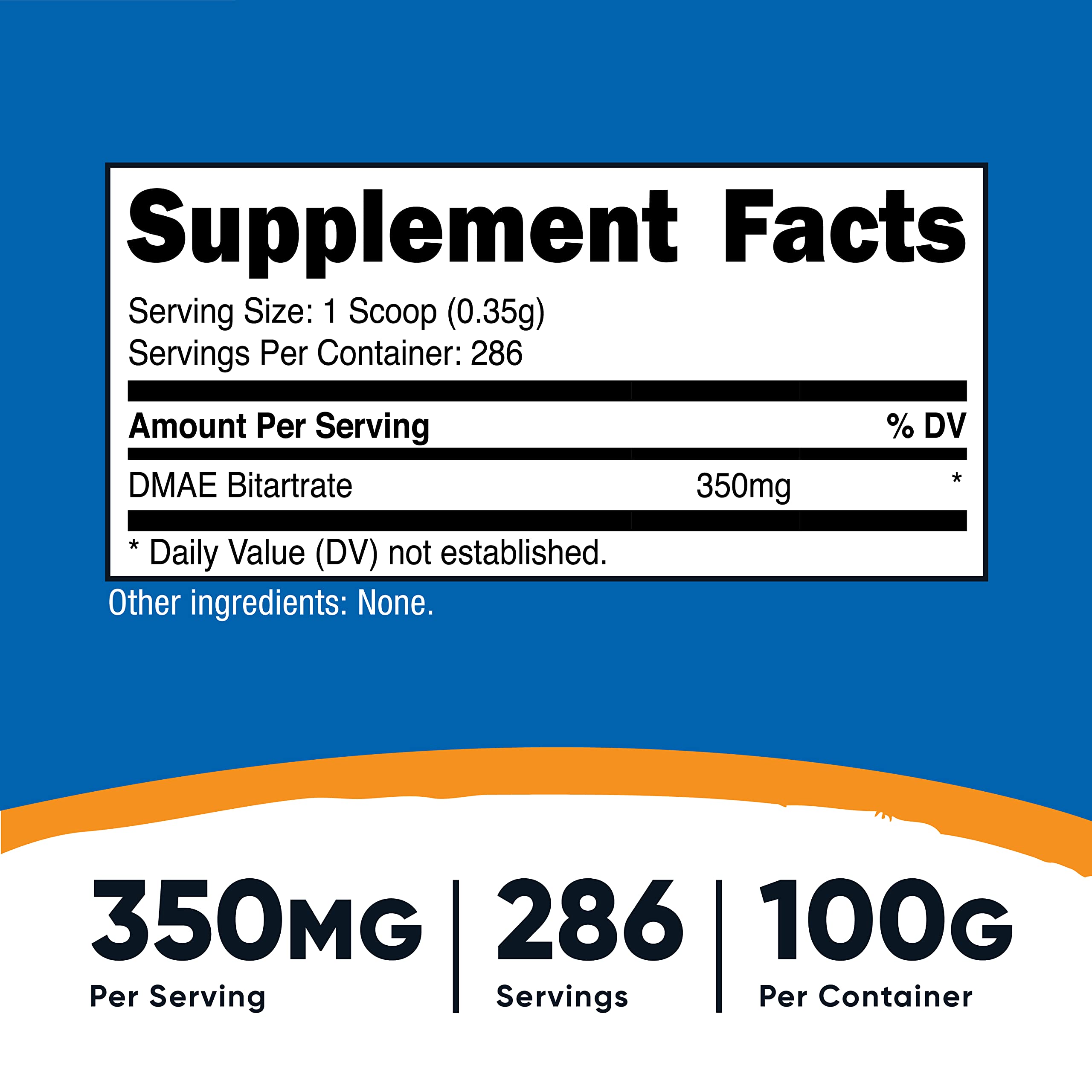Nutricost Pure DMAE Bitartrate Powder 100G (2 Bottles) - Brain Health Supplement for Focus, Memory & Cognitive Support - Perfect for Students, Professionals & Gamers