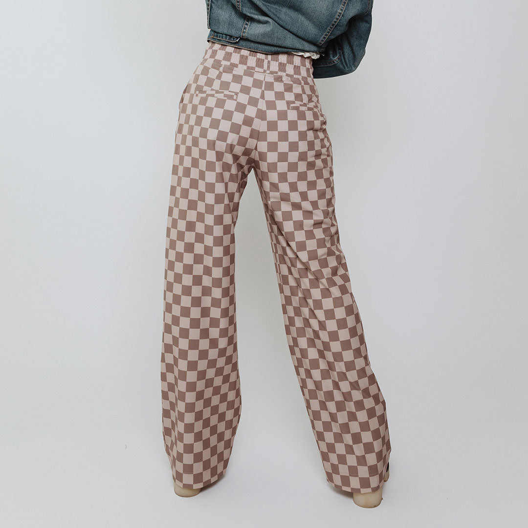 Stylish Audrey Checkered Brown Trousers for Women - Perfect for Office Wear & Casual Outfits