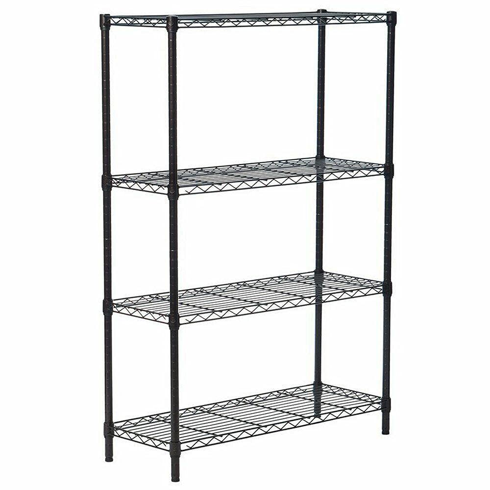 Heavy Duty 4-Tier Metal Storage Rack - Garage Shelving Unit, Closet Organizer & Shoe Storage Shelf for Home, Office, and Warehouse Organization