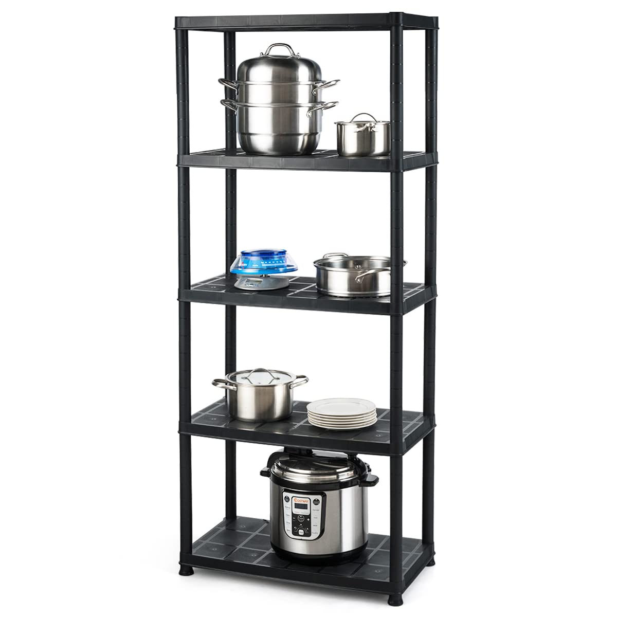 Julimoon 5-Tier Heavy Duty Storage Shelf - Free Standing Metal Shelving Unit for Home Office, Dorm, Garage & Closet Organization (28