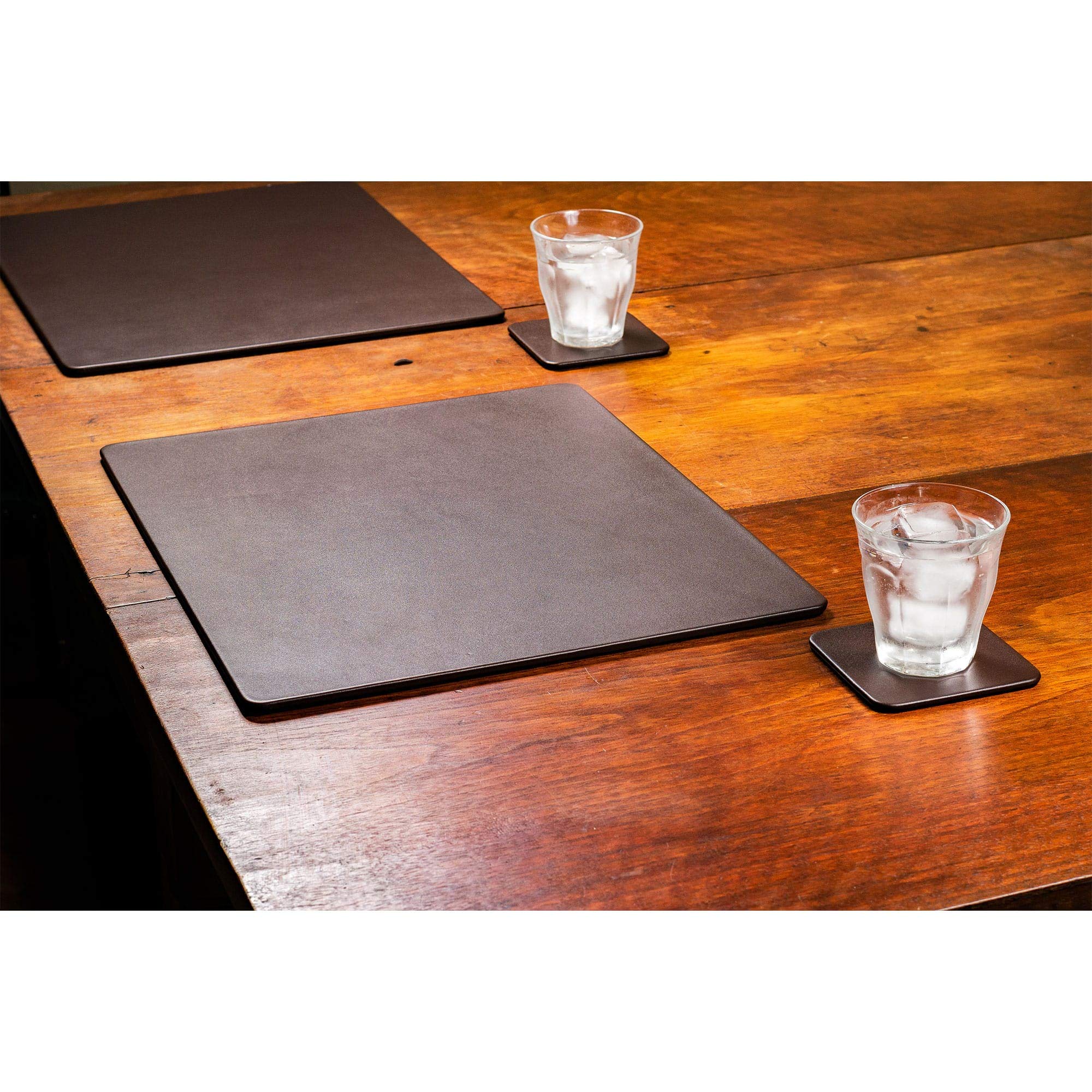 Premium Chocolate Brown Leather Conference Room Set - Luxury Leather Coasters & Desk Blotters for Executive Office - Elegant Office Decor & Accessories (Set of 8) - Perfect for Business Meetings, Corporate Gifts & Office Upgrade