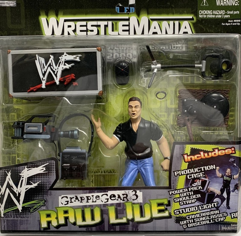 1999 WWF Jakks Pacific Grapple Gear Series 3: Raw Live Wrestling Action Figure with Cameraman Accessory - Collectible Toy for WWE Fans & Display