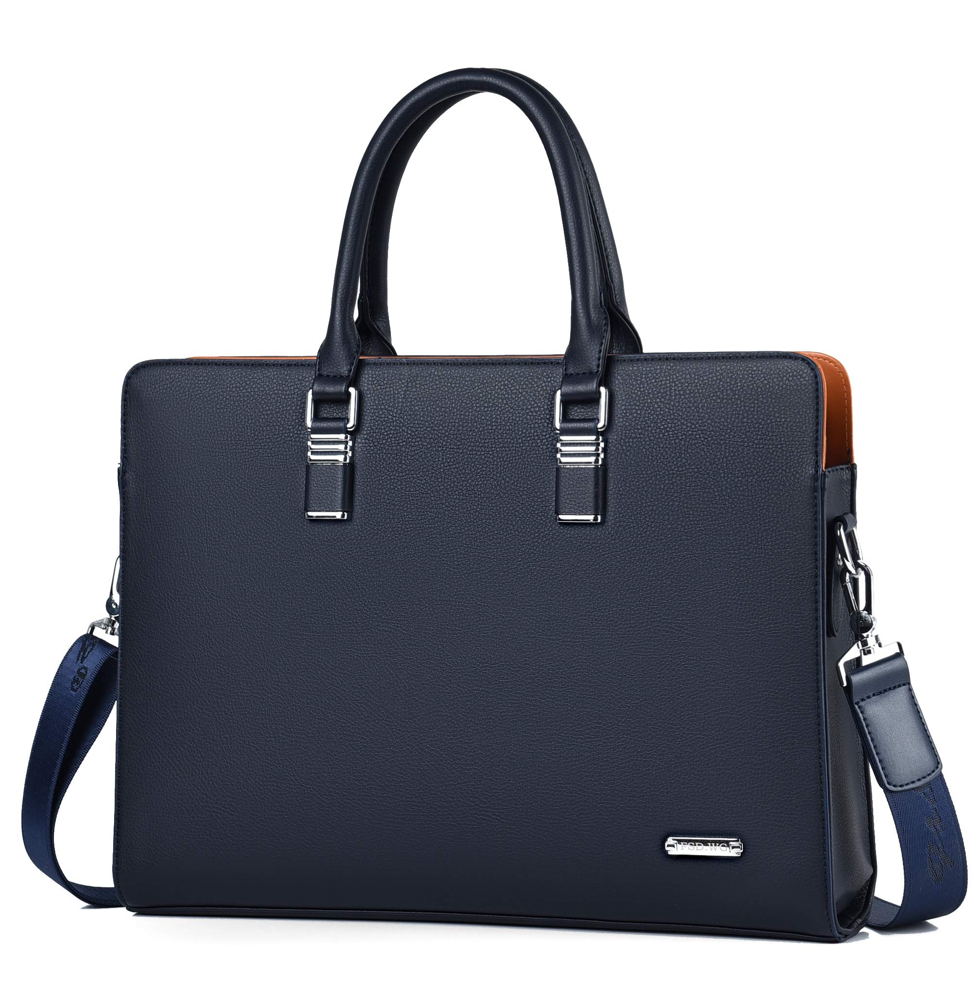 Premium Genuine Leather Laptop Briefcase for Men - Professional Business Bag with Shoulder Strap - Ideal for Office, Work, Travel & Business Meetings