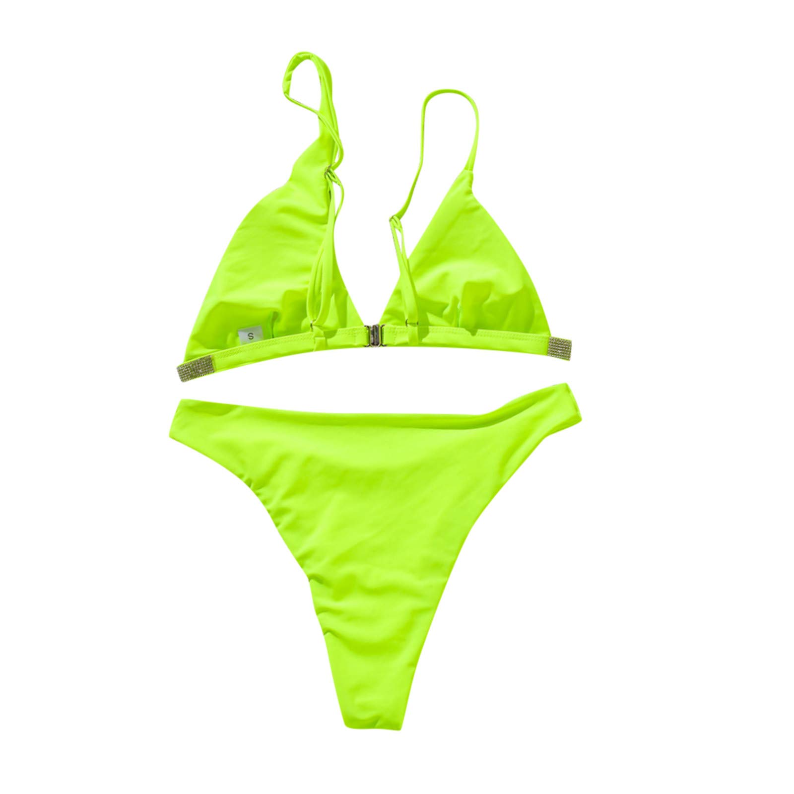 Women's Lace Padded Push Up Bikini Set - Solid Color Swimwear with Removable Bra Cups for Beach, Pool & Summer Vacations