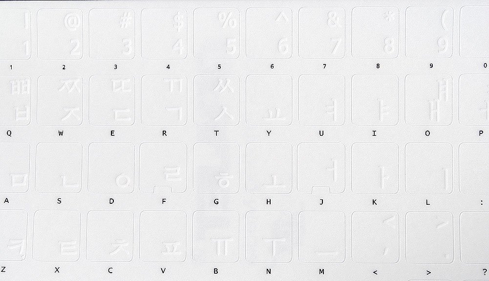 Korean Transparent Keyboard Stickers with White Lettering - Compatible with PC, Laptop, Mac & Desktop Computers - Perfect for Typing, Coding & Multilingual Use