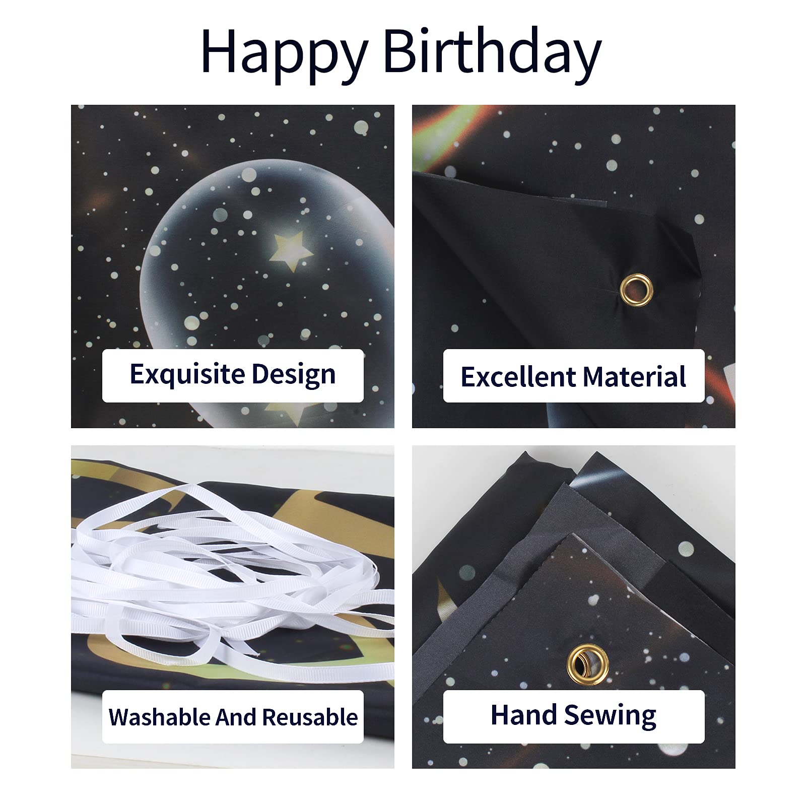 Happy 85th Birthday Glitter Banner - 6x4ft Shining Black Gold Backdrop for Women & Men | 85th Birthday Party Decorations | Perfect for Milestone Celebrations, Anniversaries & Photo Booths