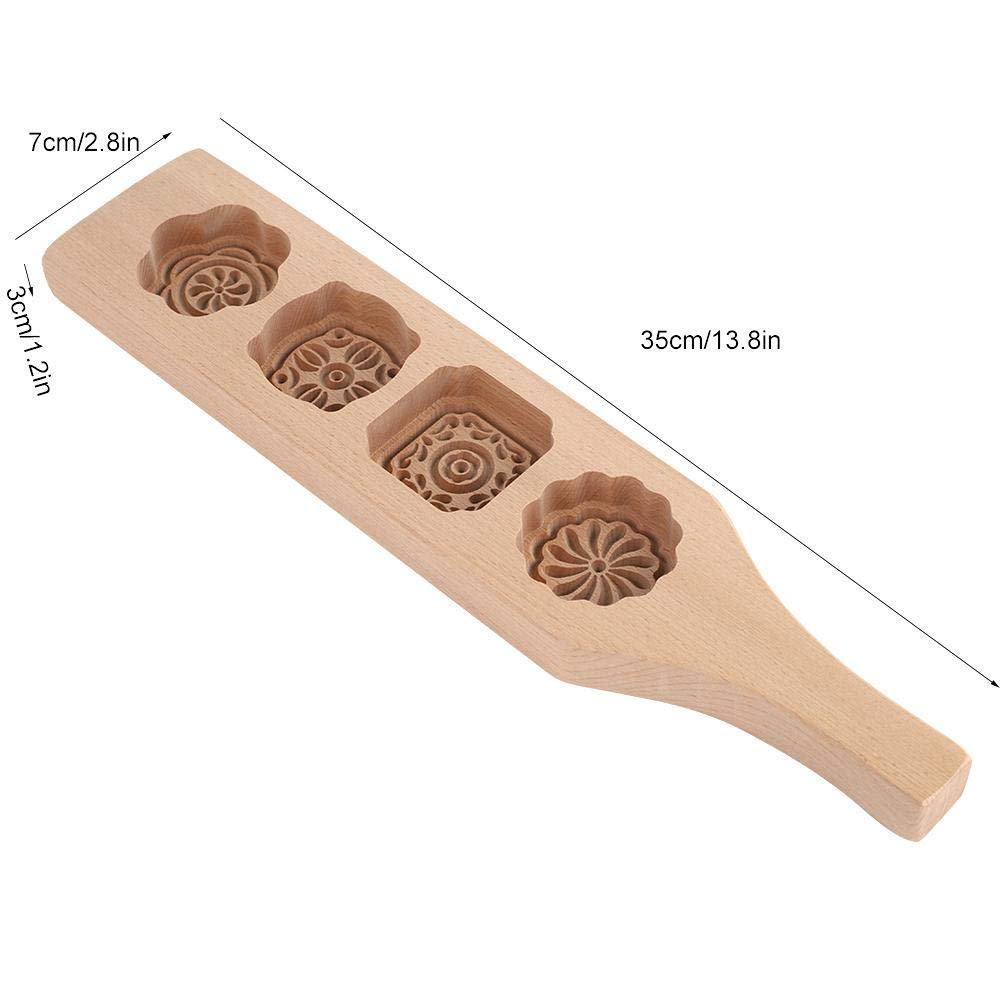 Wooden Mooncake Mold - Traditional Handmade Moon Cake Mould for Baking, Mung Bean Cake & Ice Skin Pastry (Size 1#) - Perfect for Mid-Autumn Festival, Asian Desserts & Home Baking
