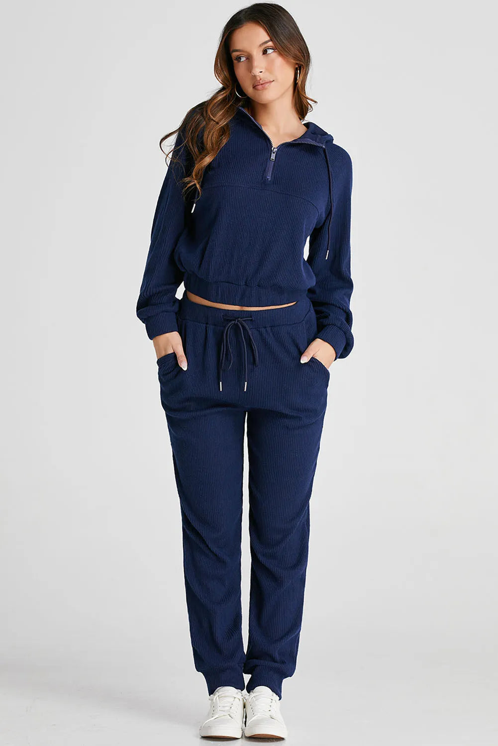 Men's/Women's Drawstring Half Zip Hoodie & Joggers Activewear Set - Lightweight Athletic Outfit for Gym, Running & Casual Wear