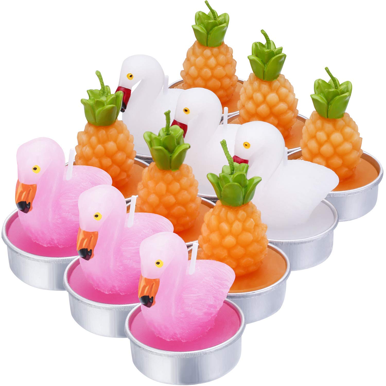 DENVOE Handmade Tealight Candles - 12pcs Flamingo for Wedding & Festival Decor