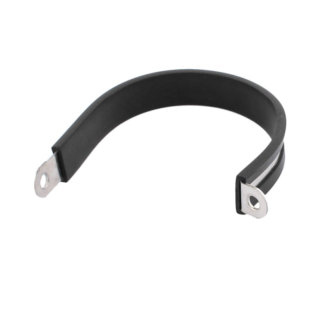 2Pcs 65mm Diameter Rubber Lined R-Shaped Stainless Steel Tube Pipe Clamps - Heavy Duty Cable Clips for Secure Pipe and Wire Organization in Automotive, Plumbing, and Electrical Installations