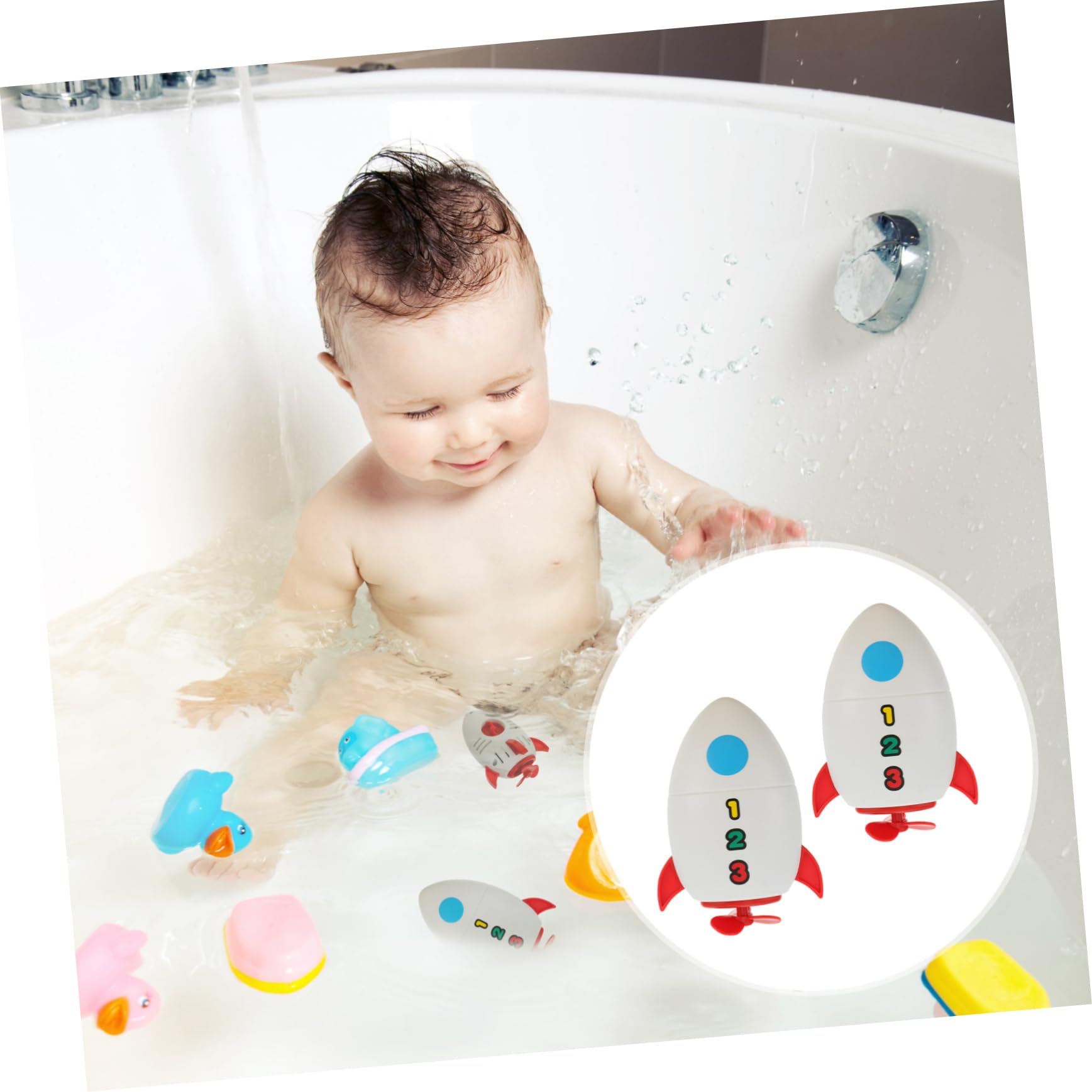 HEMOTON 4-Piece Wind Up Bath Toys Set - Clockwork Swimming Water Toys for Kids, Fun Bathtub Toys for Girls & Boys, Durable Plastic Bath Time Play (Perfect for Pool Parties & Toddler Bath Time Fun)