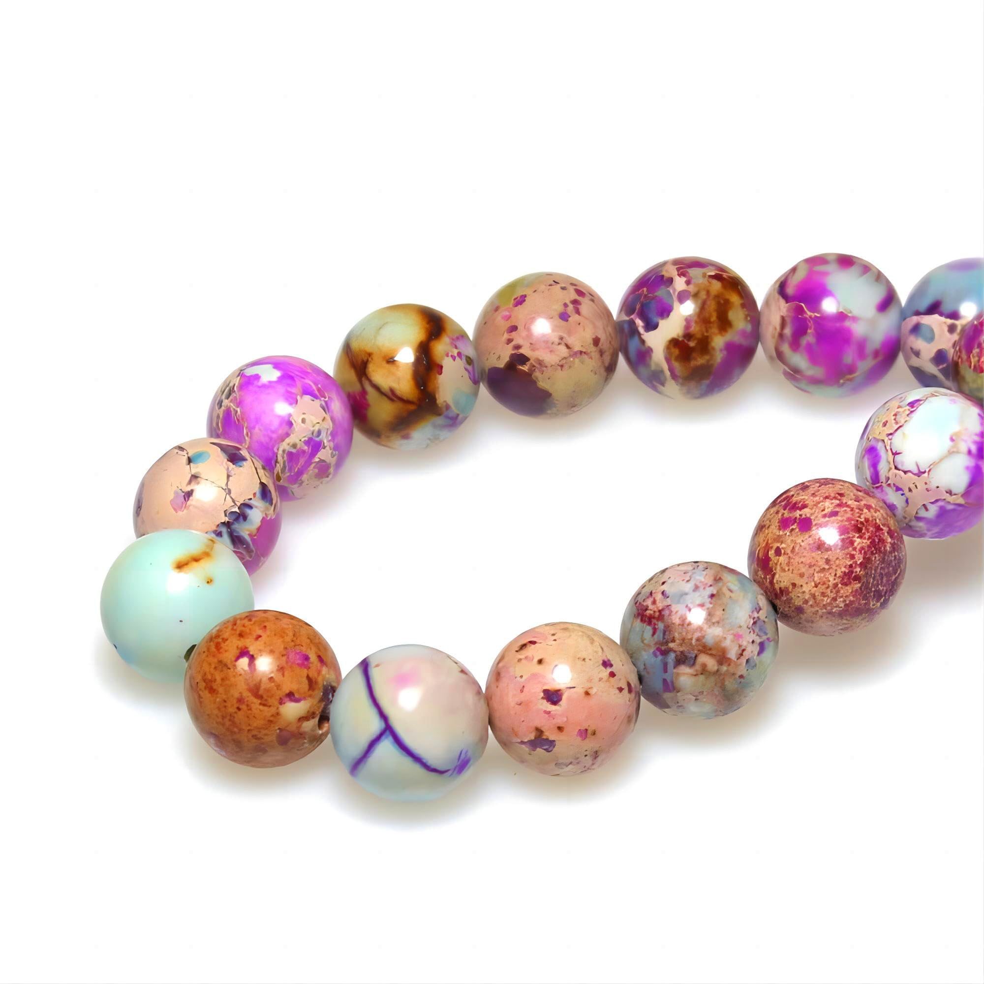Natural Purple Blue Emperor Jasper Round Stone Beads 8mm - Loose Beads for Jewelry Making, DIY Bracelets, Necklaces & Handmade Crafts - Perfect for Boho, Hippie & Fashion Jewelry Designs