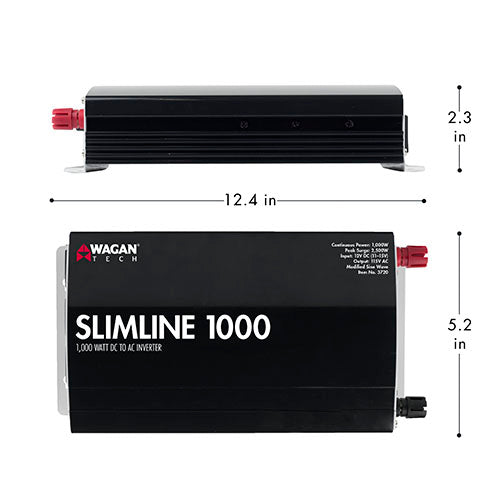 1000W Pure Sine Wave Power Inverter - Slim & Portable AC Converter for Cars, RVs, Camping - Reliable Electricity for Laptops, TVs & Small Appliances