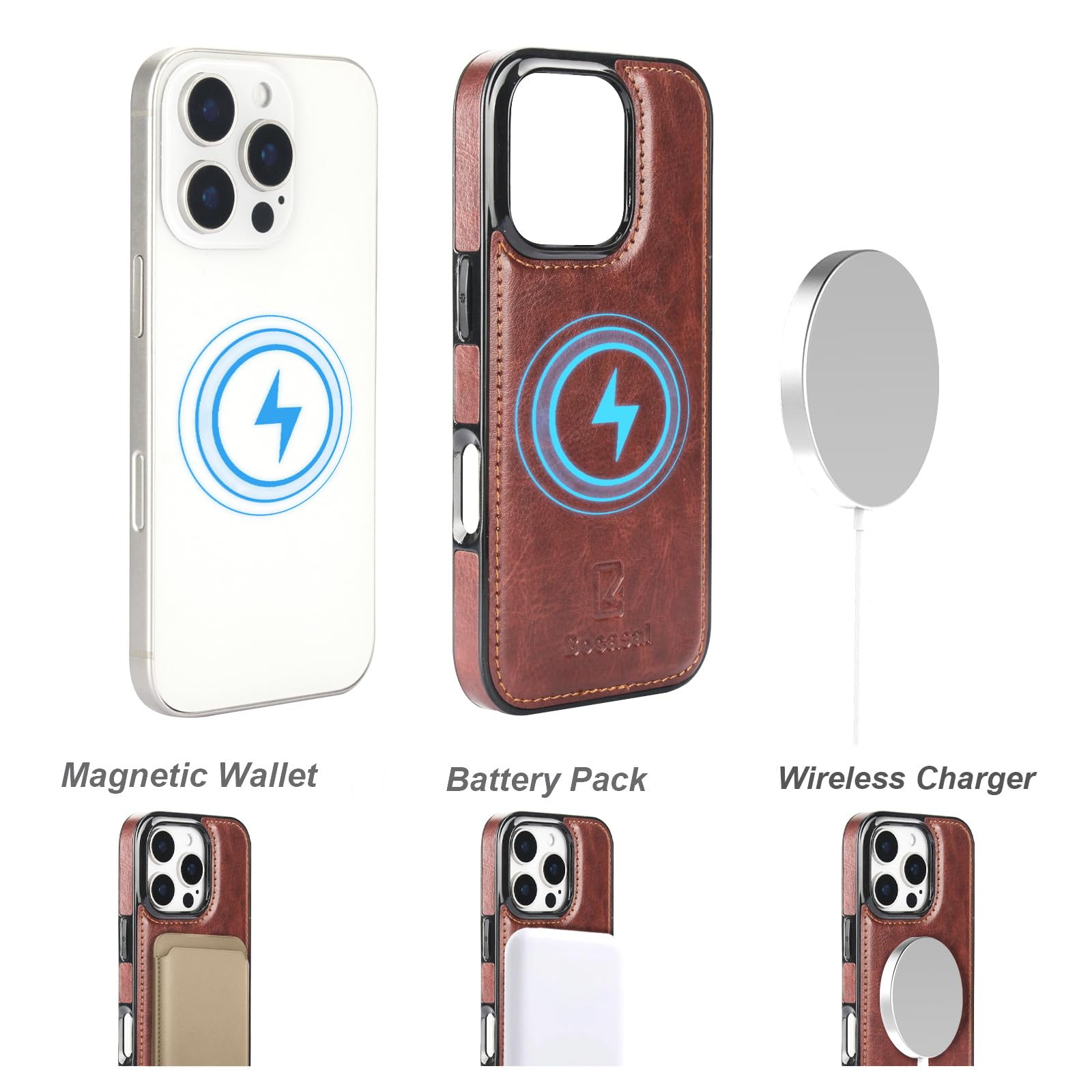 Premium Leather Wallet Case for iPhone 16 Pro (6.3