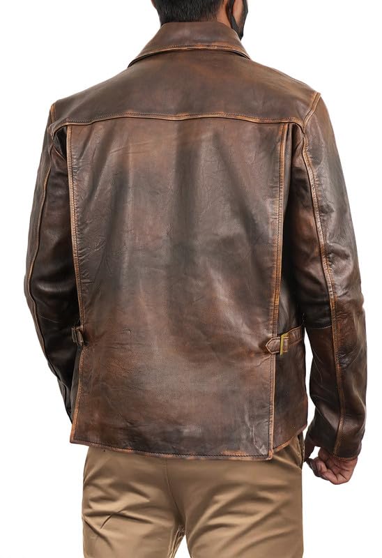 Indiana Jones Distressed Brown Genuine Leather Jacket for Men & Boys | Harrison Ford Style | Vintage Adventure Costume, Halloween Outfit & Cosplay
