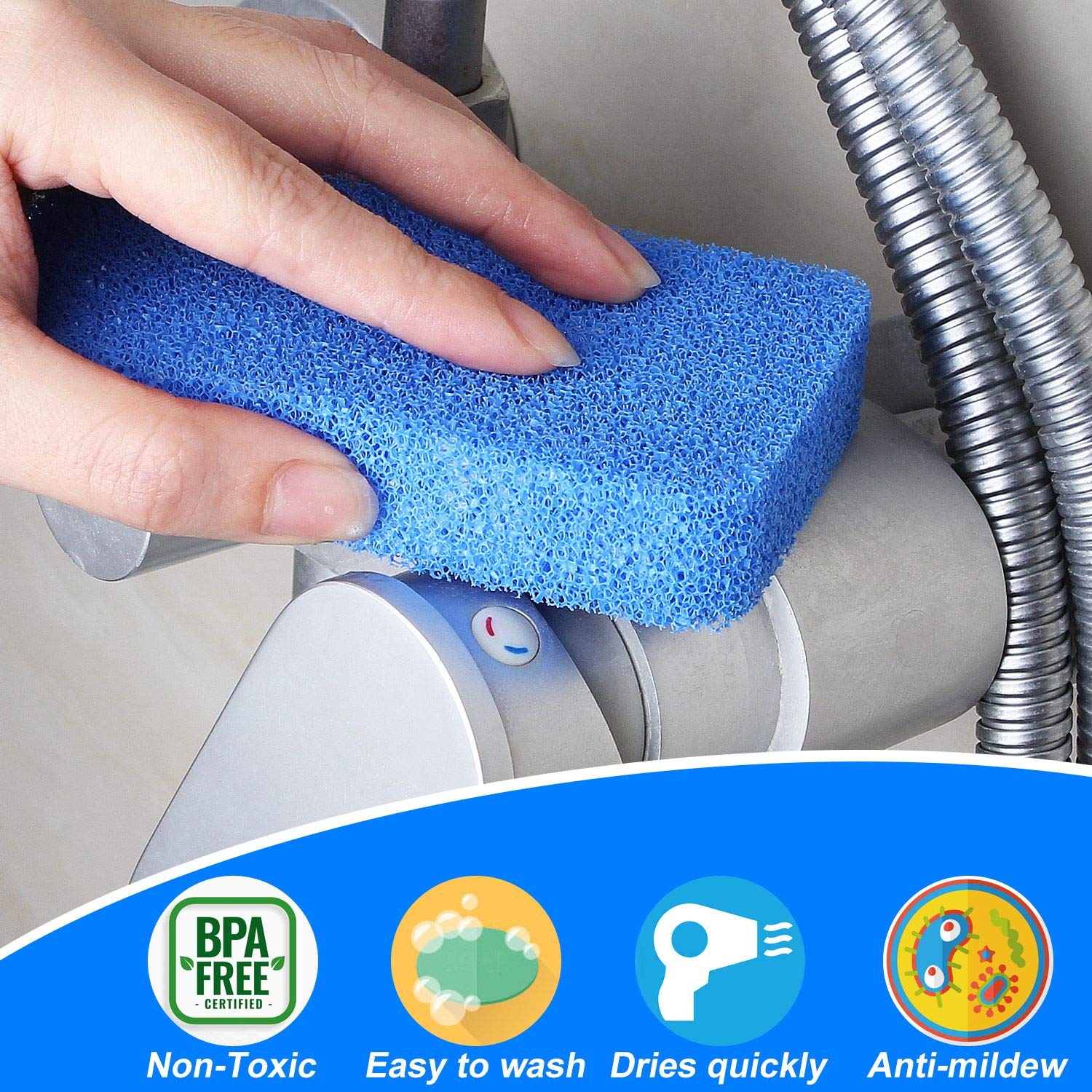 Non-Scratch Silicone Kitchen Sponges - 10 Pack Fragrance & Odor Free Dish Scrubbers - Gentle Cleaning for Pots, Pans & Dishes - Perfect for Daily Kitchen Cleaning & Dishwashing
