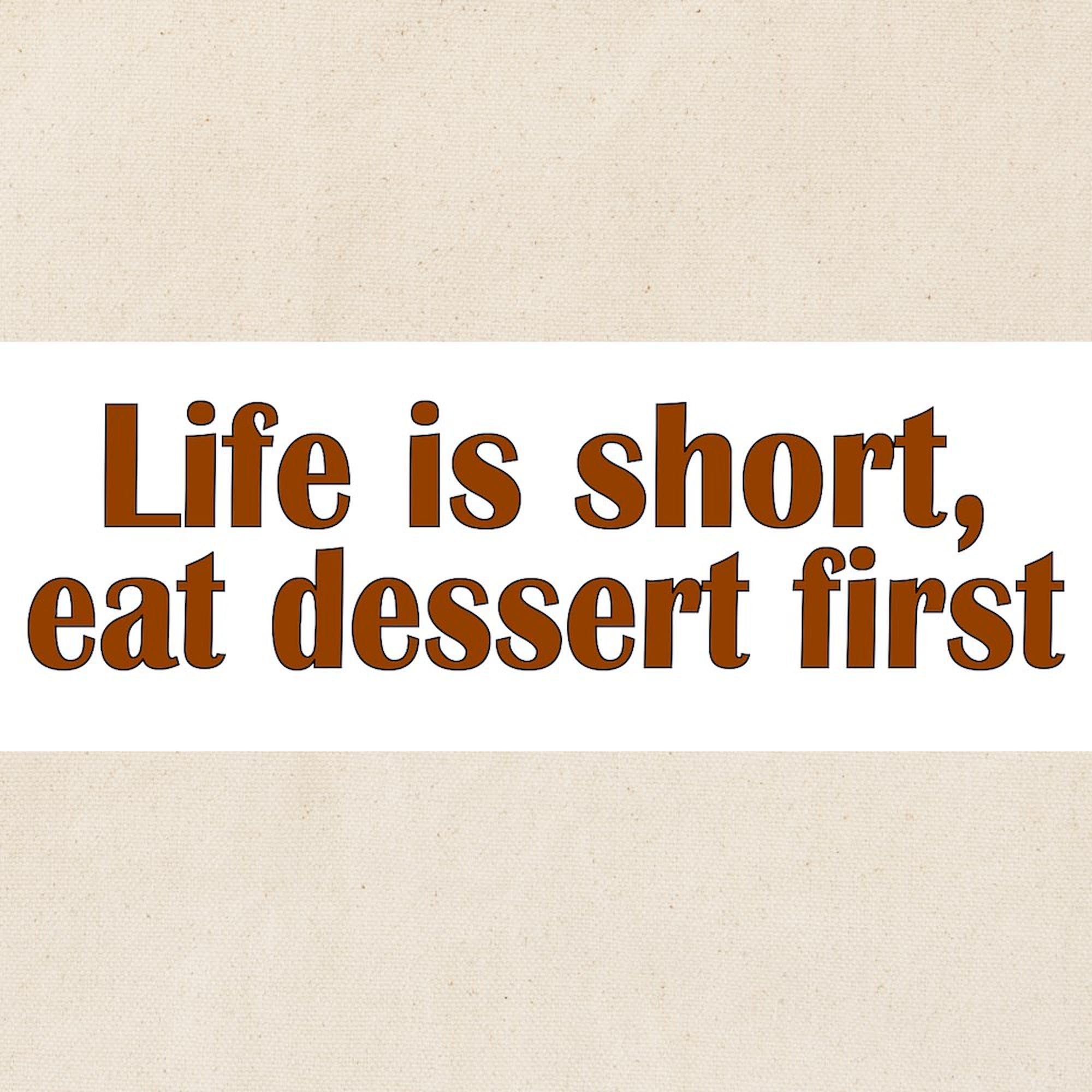 Eat Dessert First Tote Bag - Natural Canvas Reusable Shopping Bag for Groceries, Beach & Daily Use | Eco-Friendly Cotton Tote with Funny Food Saying