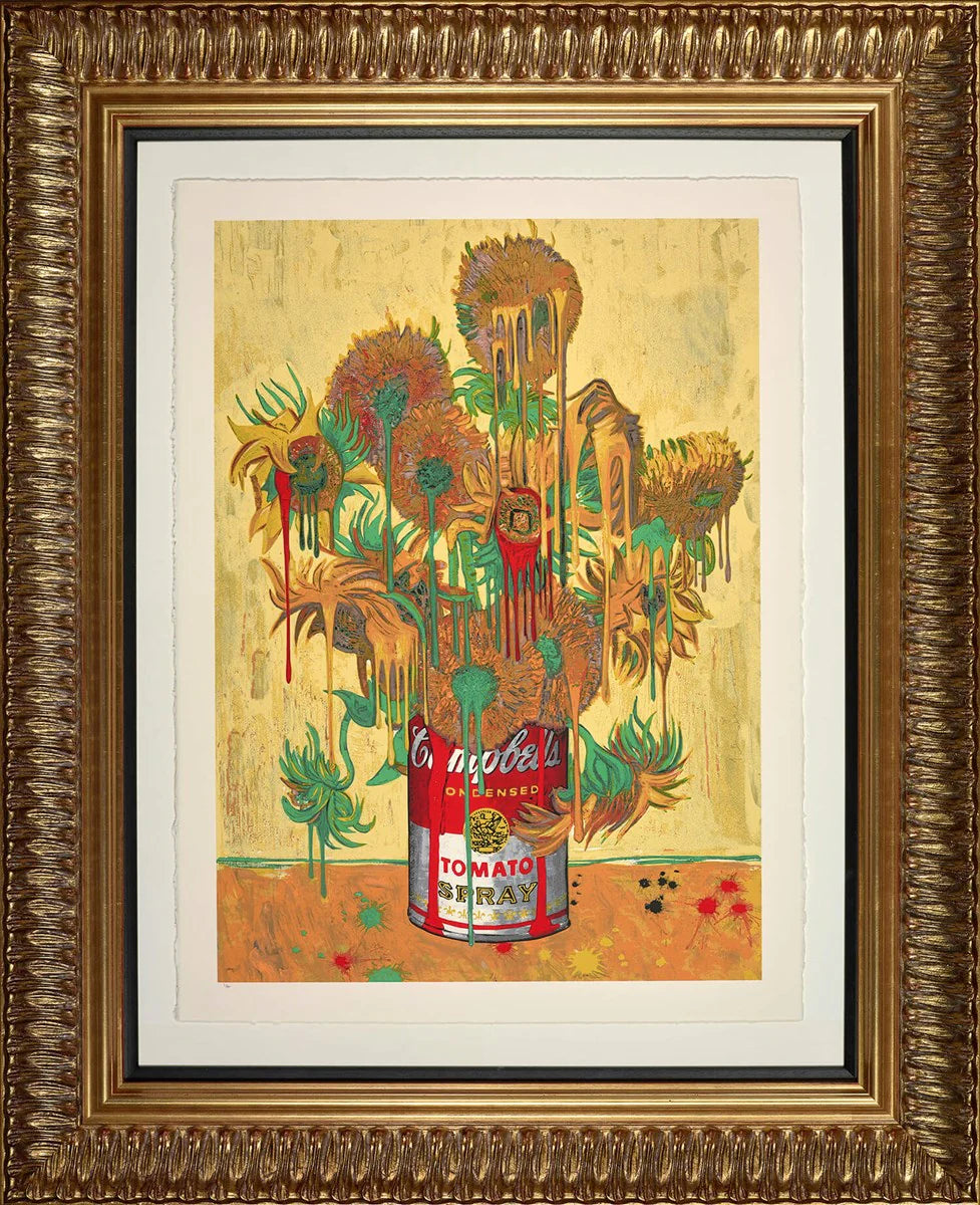MR BRAINWASH Drip Flowers Canvas Wall Art - Pop Art Home Decor for Living Room & Bedroom - Unique Modern Painting for Urban Style Interior Design