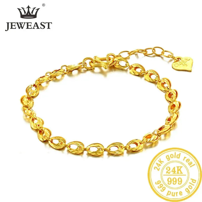 24K Pure Gold Bracelet 999 Solid Gold Bangle for Women - Elegant Romantic Classic Jewelry Gift for Anniversary, Valentine's Day & Special Occasions | Trendy & Timeless Design 2023