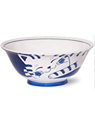 Japanese Cute Cat Design 7.48 Inches Soup Ramen Noodle Bowl - Ceramic Serving Bowl with Tora Tabby Cat Pattern - Perfect for Ramen, Udon, Cereal & Home Decor