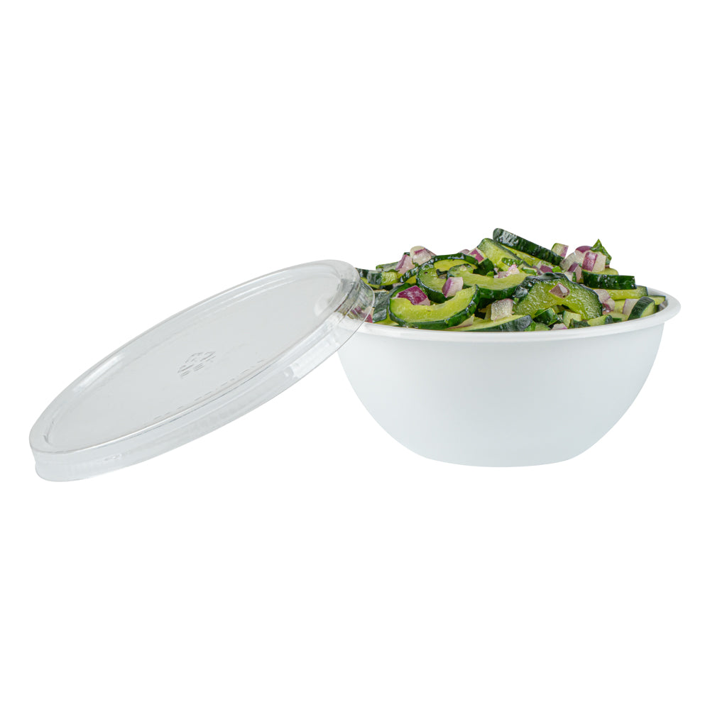 7 oz Round White Plastic Salad Bowls - 5