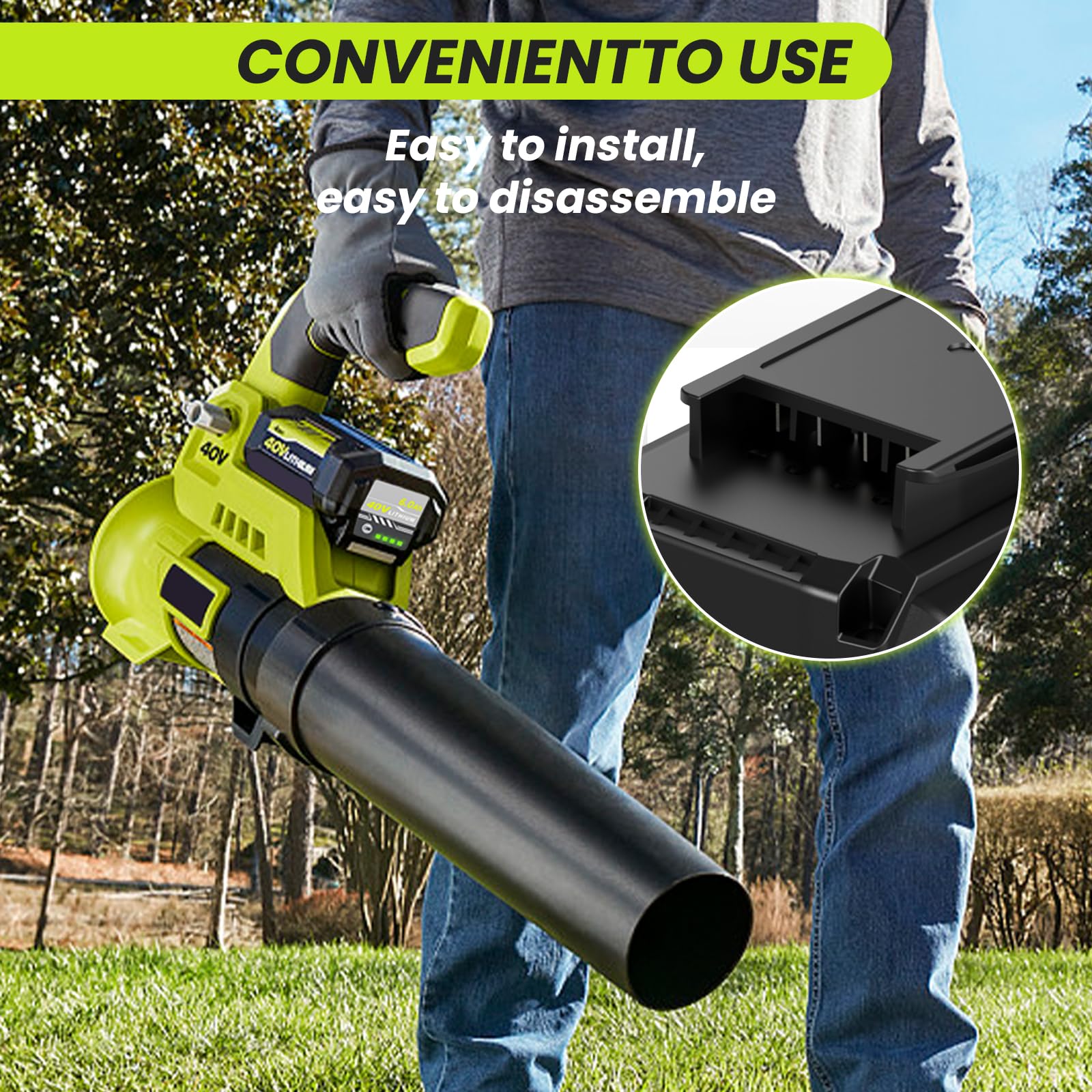 Munikind 40V Rechargeable Lithium Battery Replacement for Ryobi OP4040 OP4030 - Compatible with Ryobi 40 Volt Cordless Power Tools (Green) | Perfect for Lawn Mowers, Leaf Blowers & Power Tools