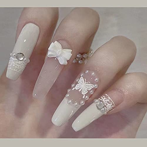 Cream White Butterfly Lace Bow