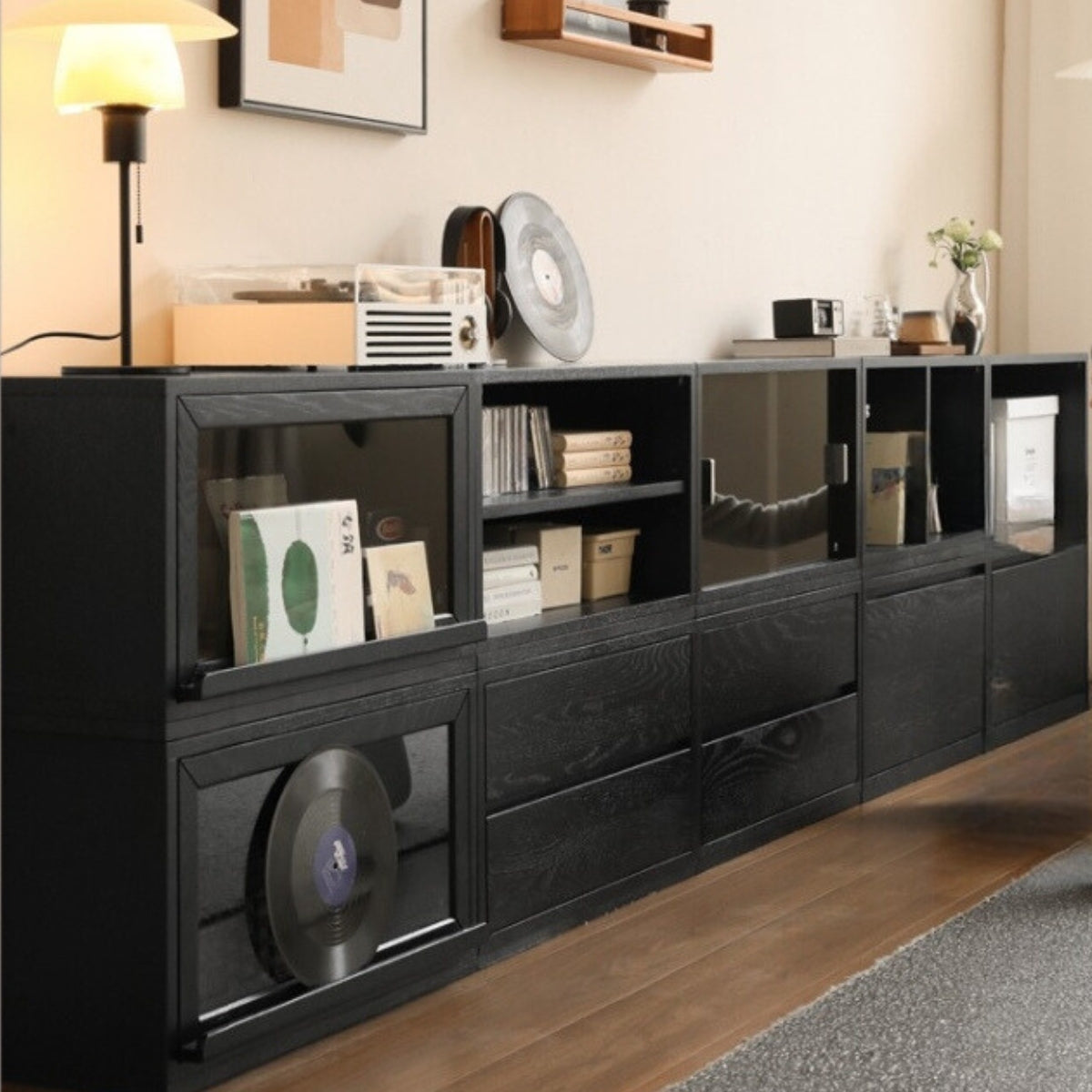 Oak Solid Wood Modern Modular Bookcase - Stylish & Durable Home Office Bookshelf for Living Room, Study, or Library Organization