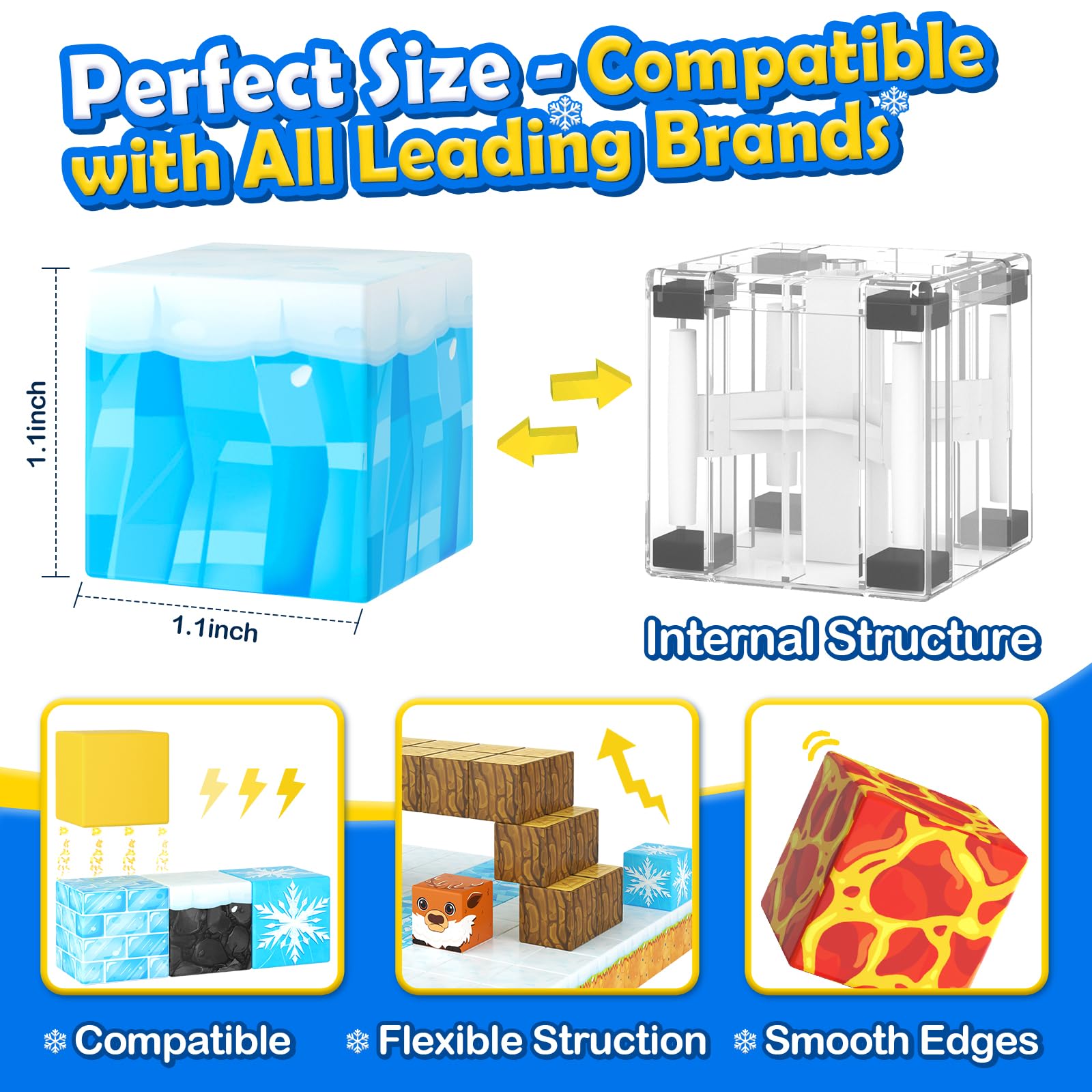 Frozen & Lava Magnetic Building Blocks Set - STEM Educational Toys for Kids Ages 3-8, Sensory Toddler Toys with Magnetic Tiles for Indoor & Outdoor Play - Perfect Gift for Boys and Girls | Great for Creative Play, STEM Learning, and Birthday Gifts