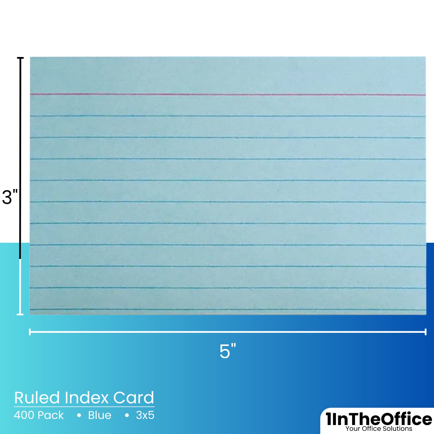 1InTheOffice Blue Index Cards 3x5 Inches, Ruled Colored Note Cards for Study, Office & Organization - 400 Pack - Perfect for Flashcards, Memos & Project Planning