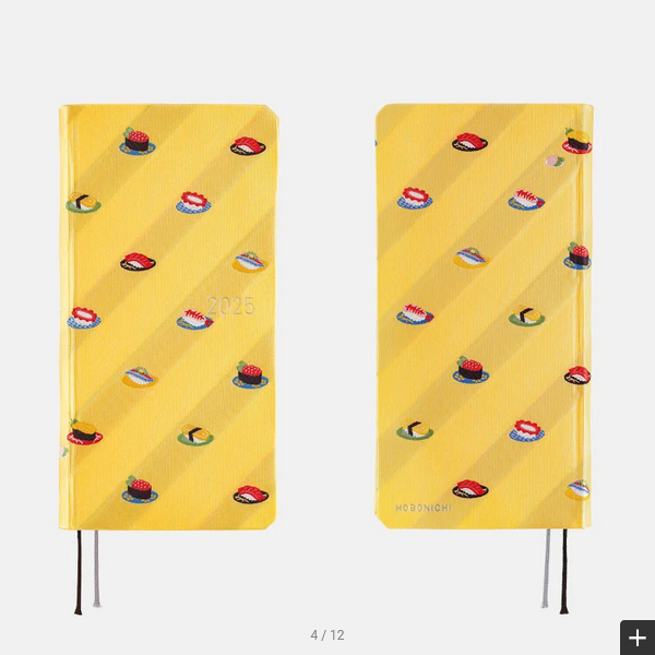 Hobonichi Weeks MEGA 2025 Planner - Hardcover Weekly Horizontal Notebook with Bow & Tie Sushi Design, English Edition | January Start, Monday Layout | Perfect for Journaling, Scheduling & Productivity Tracking
