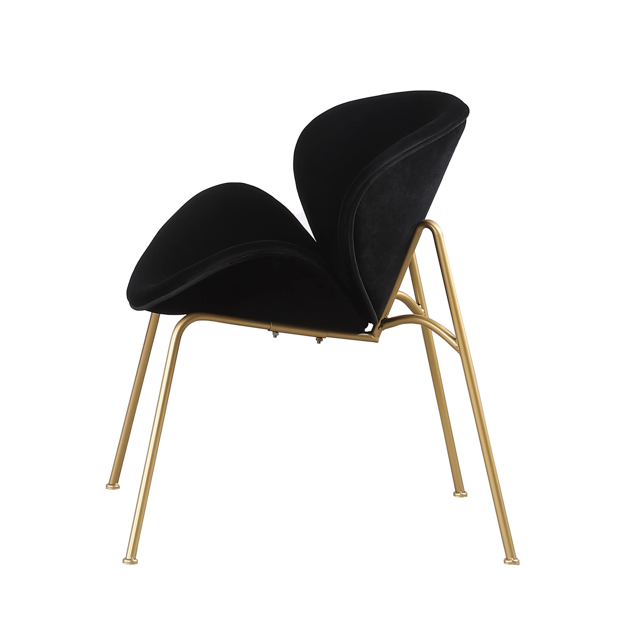 Yoluckea Velvet Vanity Chair Set of 2 - Modern Upholstered Living Room Chairs with Gold Metal Legs - Elegant Makeup Desk & Dining Side Chair with Arced Seat & Back - Perfect for Bedroom, Kitchen, Dining Room & Home Office Decor