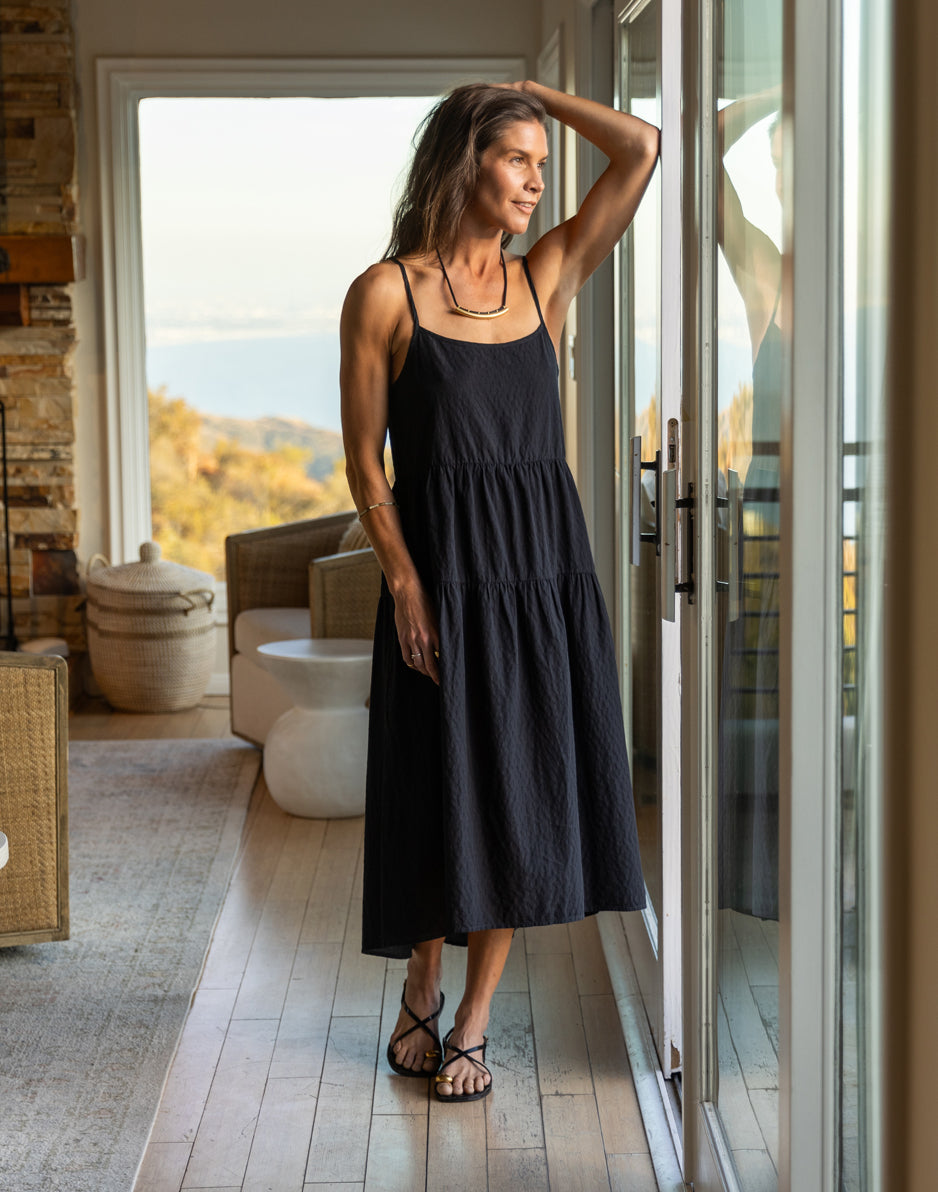 Jacey Textured Dress for Women - Elegant Black Textured Fabric, Perfect for Parties, Weddings & Special Occasions