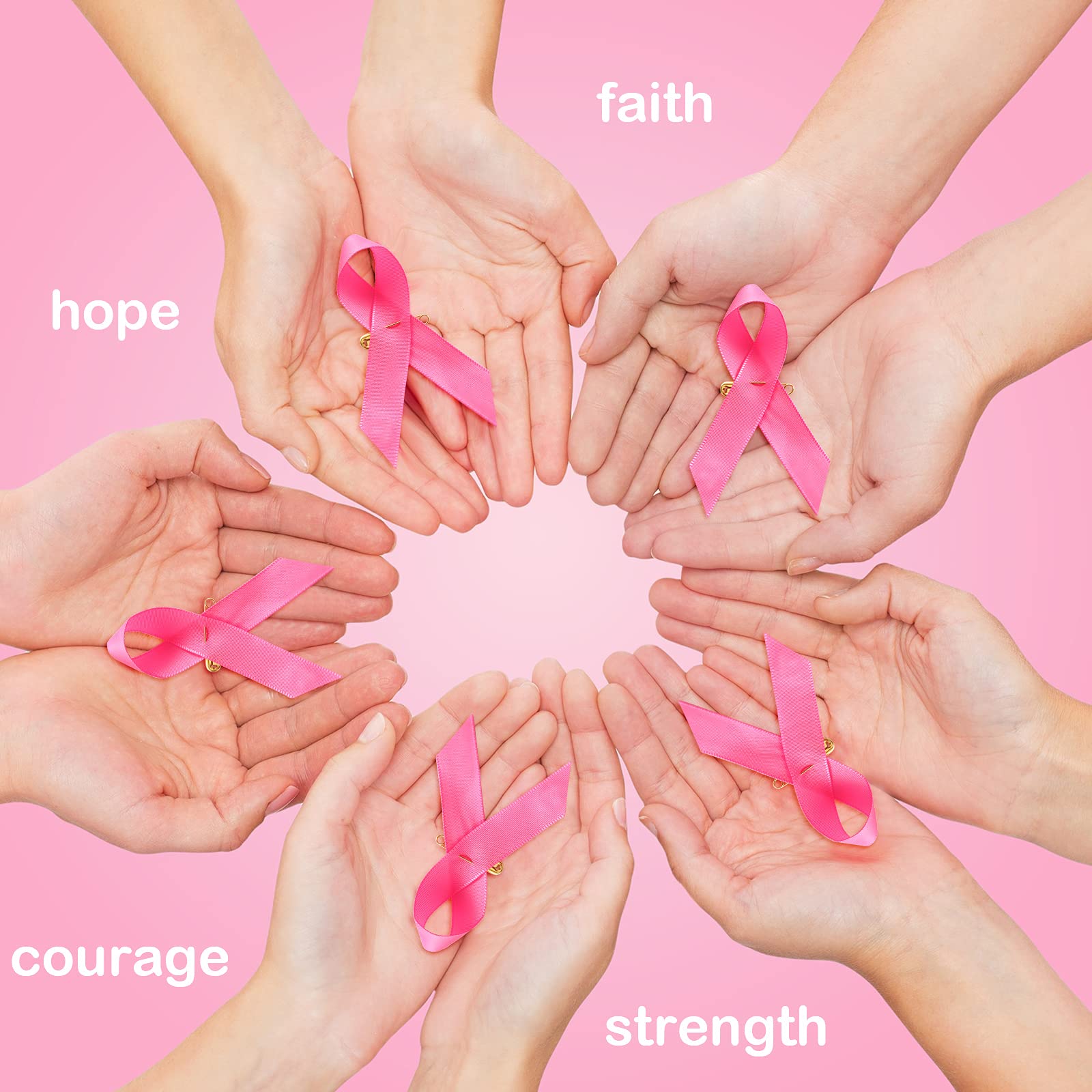 150-Pack Yunlly Pink Ribbon Pins - Satin Breast Cancer Awareness Ribbons with Safety Pins for Charity Events, Fundraisers & Social Causes - Supports Lung, Prostate & Pancreatic Cancer Awareness (For Men & Women) - Perfect for Walks, Memorials & Awareness Campaigns