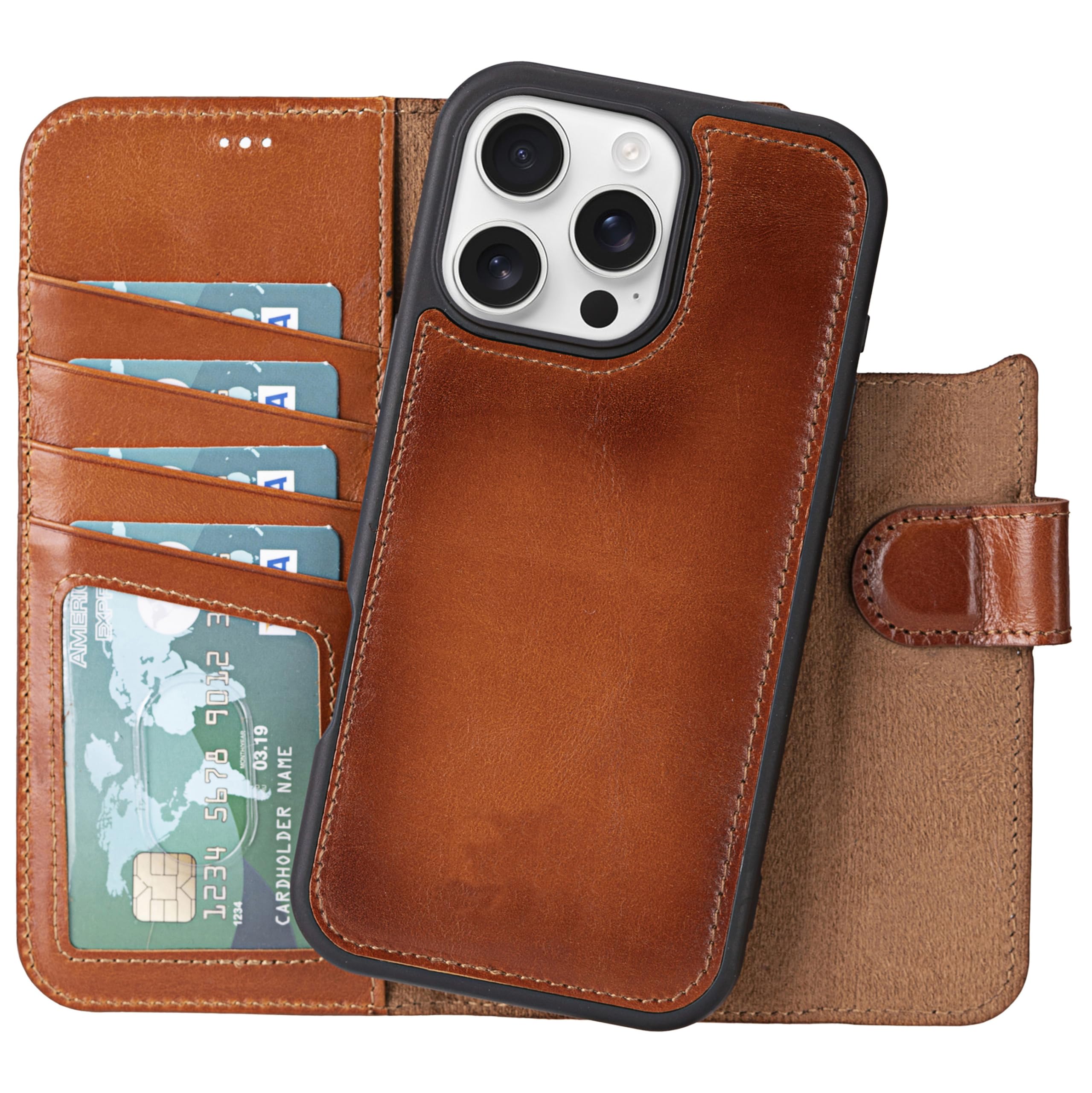 VENOULT Genuine Leather Wallet Case for iPhone 16 Pro MAX 6.9