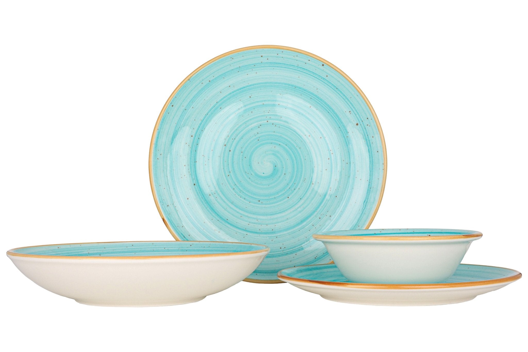 24-Piece Aqua Dinnerware Set - Elegant Ceramic Plates, Bowls & Mugs for Everyday Dining, Entertaining & Special Occasions