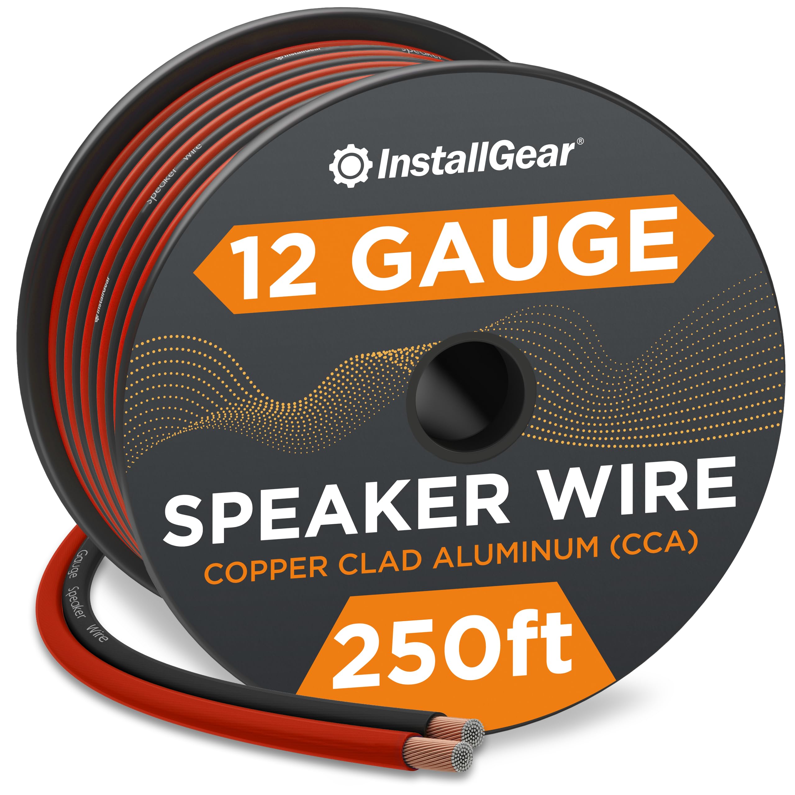 InstallGear 12 AWG 250ft Speaker Wire - True Spec Soft Touch Cable for Car Audio, Home Theater & Surround Sound Systems - Premium Red/Black Copper Wire - Perfect for DIY Car Installations & Home Entertainment Setups