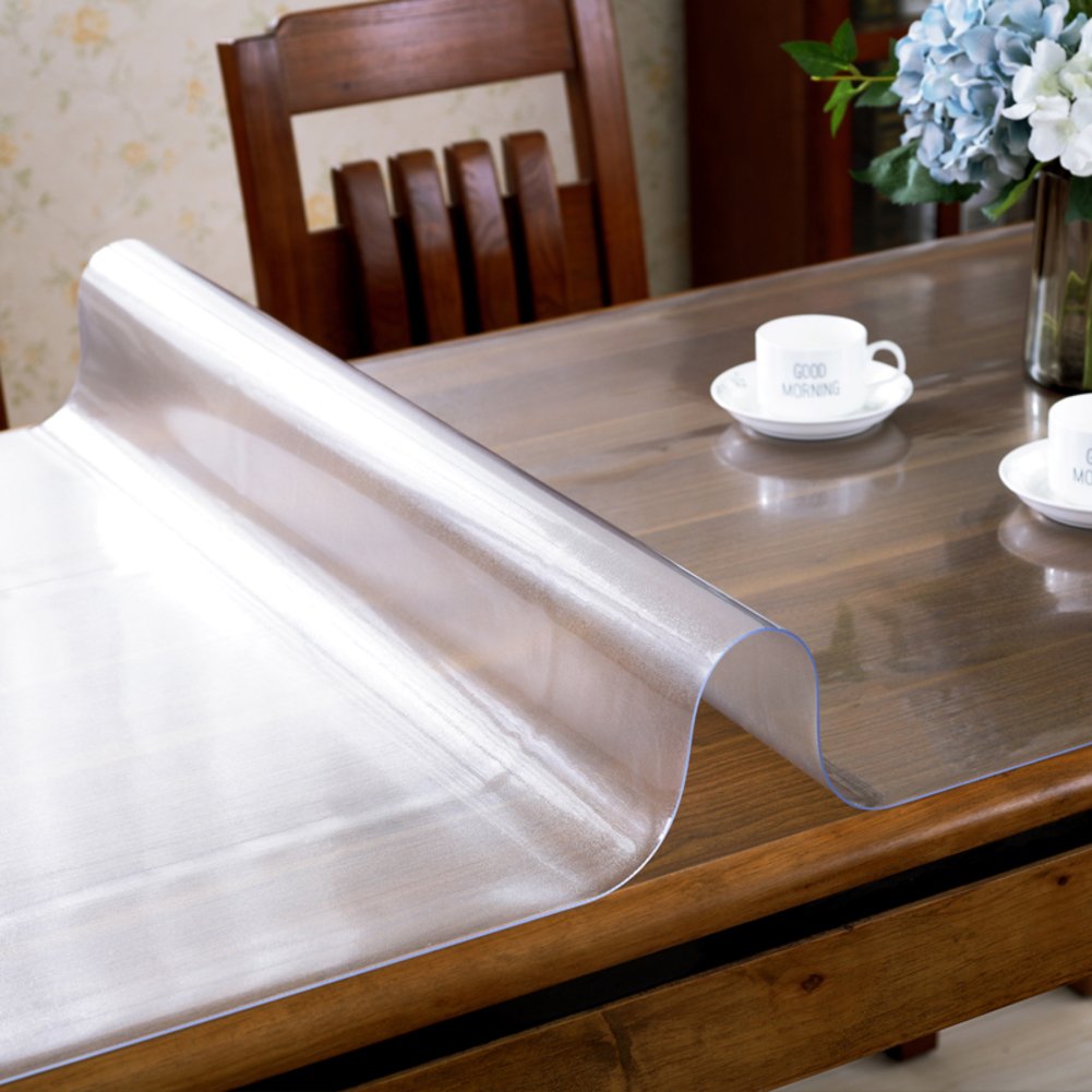 XKQWAN Waterproof Heat-Resistant Clear Plastic Tablecloth - 65x120cm (26x47inch) Disposable Table Cover for Dining, Tea Party, Picnic & Outdoor Events