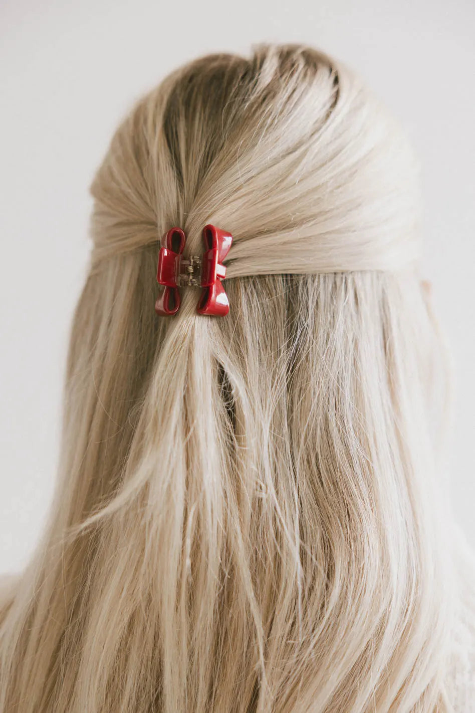 Mini Bow Claw Hair Clip - Red Hair Accessories for Women & Girls, Perfect for Ponytails, Buns & Half-Up Hairstyles