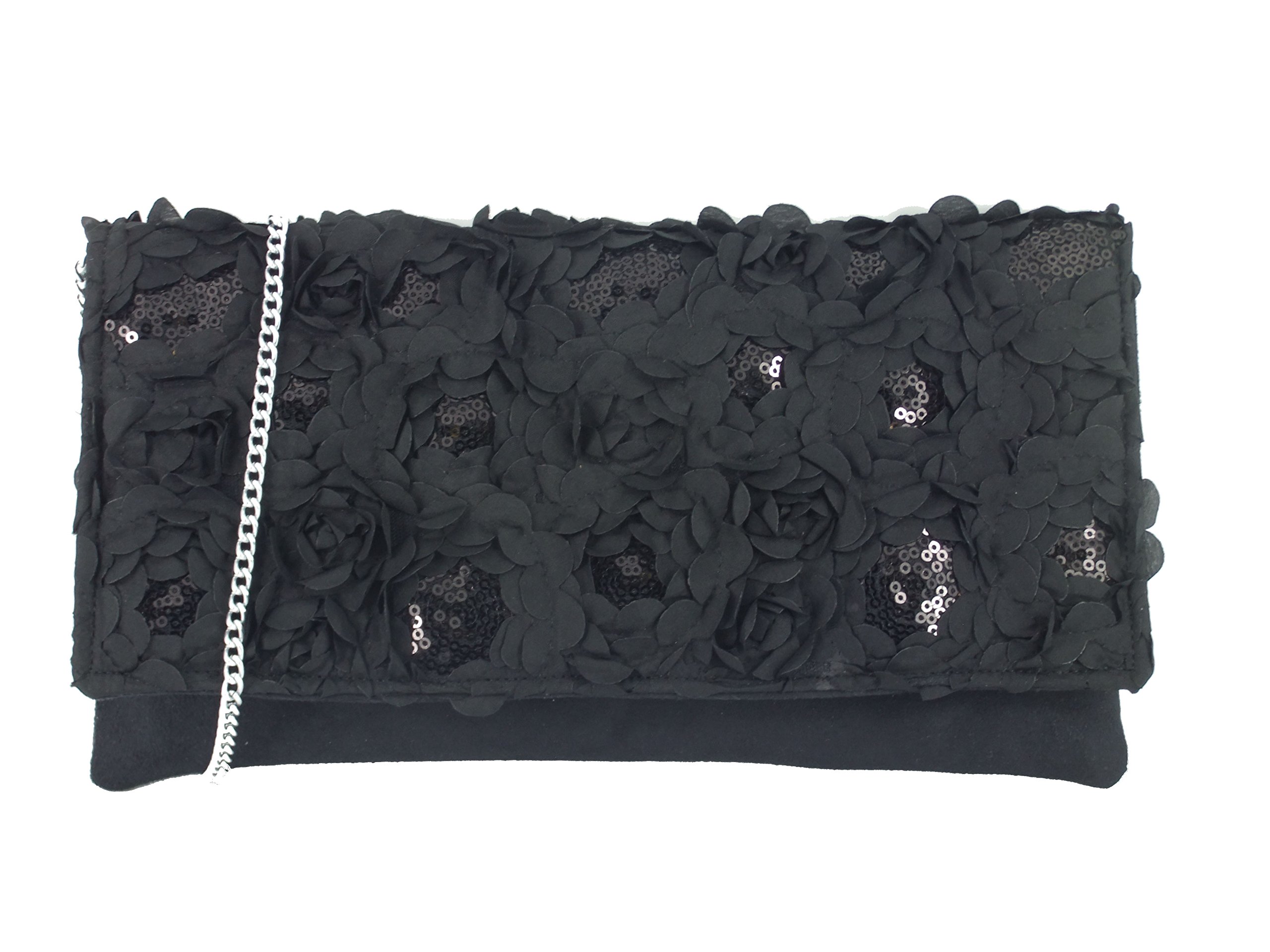 LONI Women's Glitter Sequin Clutch Shoulder Bag for Wedding, Party, Prom - Elegant Evening Purse in Black | Perfect for Formal Events, Date Nights & Special Occasions