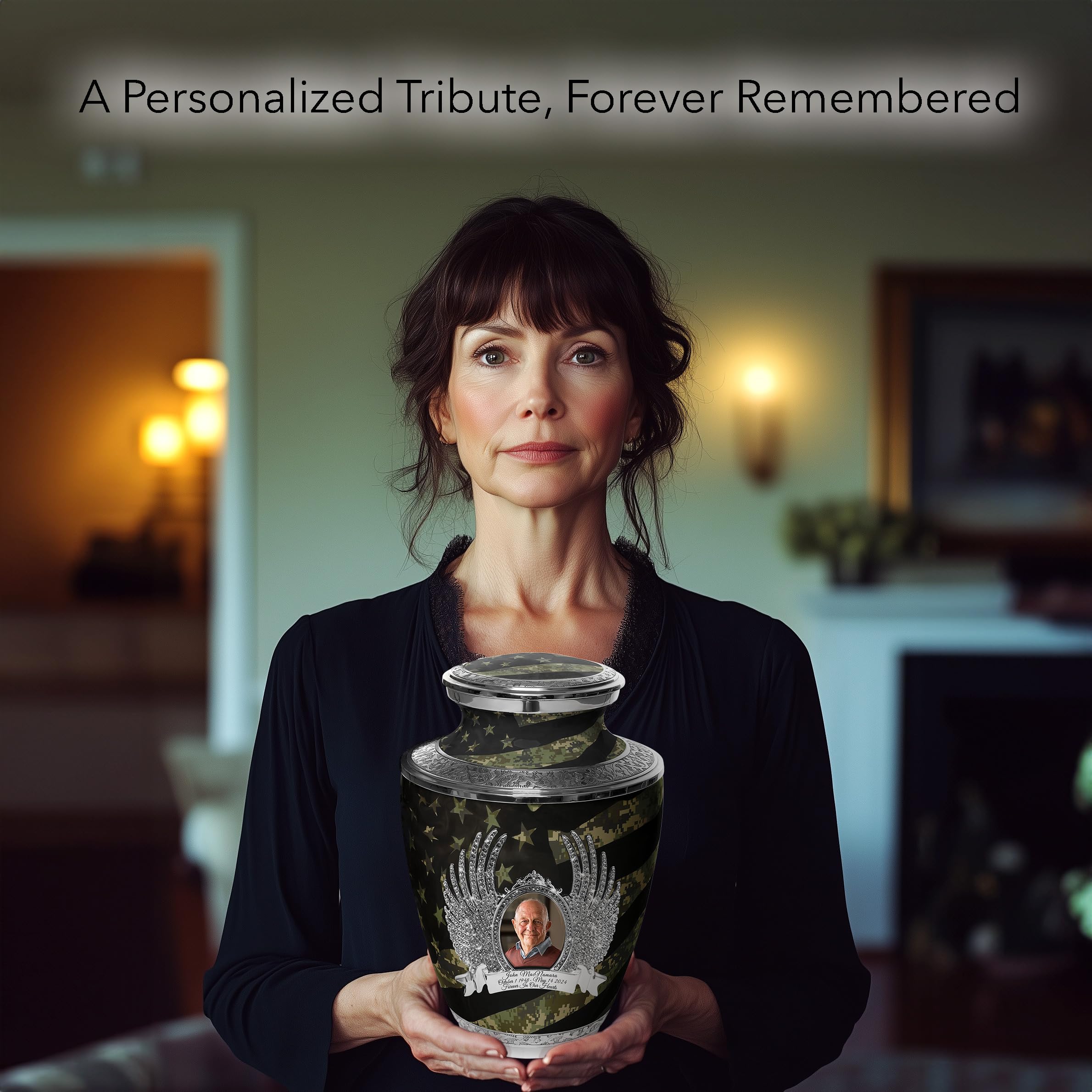Military Digital Camo Cremation Urns for Men - Large Adult Human Ashes Urn for Funeral, Dad, Veterans - Perfect for Memorial Services & Home Display