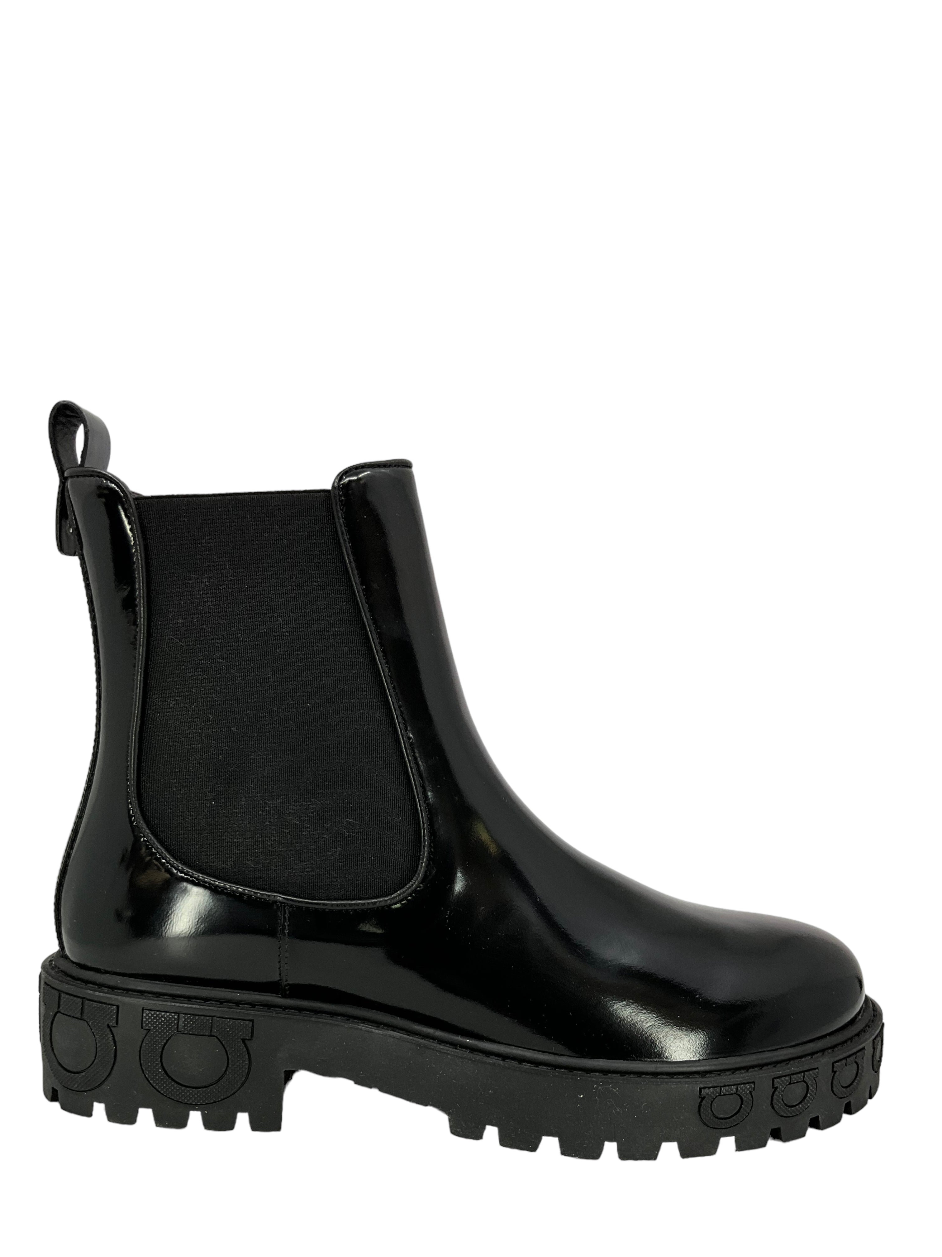 Salvatore Ferragamo Gancini Sole Chelsea Boots for Men - Size 9 US | Luxury Leather Ankle Boots for Business, Casual & Winter Wear