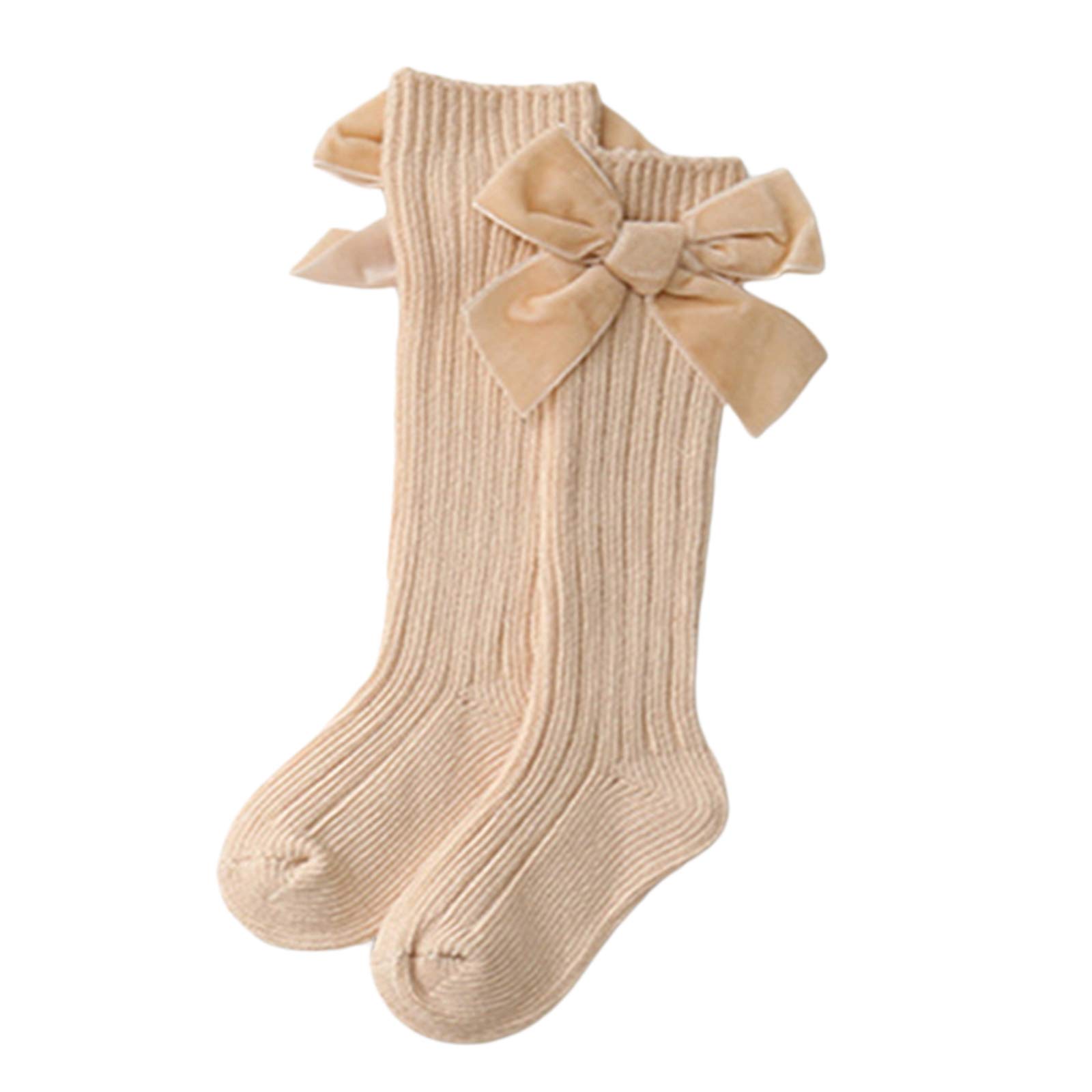 Kayotuas Baby Girls Knee High Socks with Bows - Long Tube Ruffled Uniform Stockings for Infant & Toddler - Ribbed Knit Socks for School, Dress Up & Special Occasions