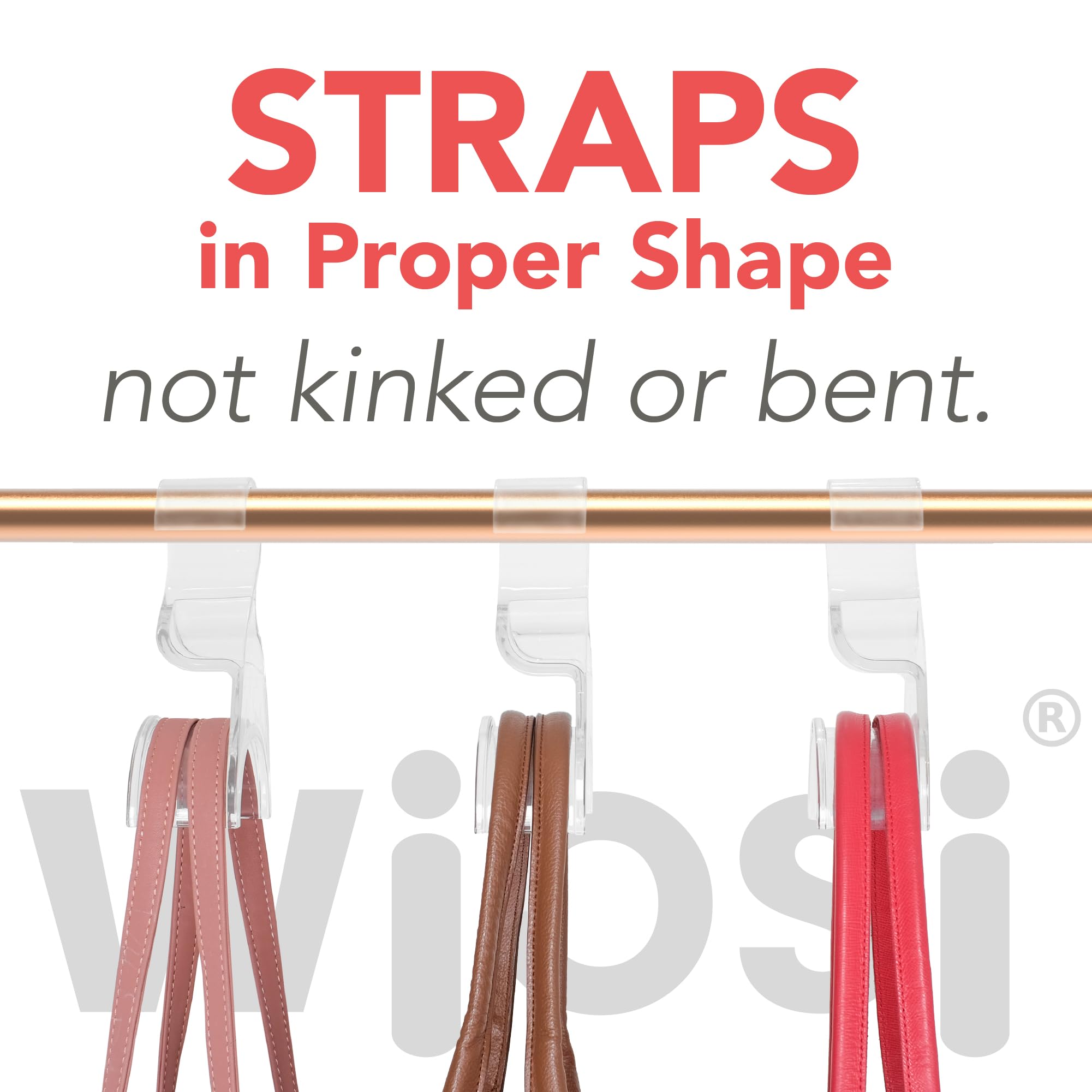 Wiosi 12-Pack Clear Acrylic Purse Hangers - Heavy Duty Handbag Hooks for Luxury Closet Organization - Space Saving Storage Solution for Purses, Backpacks & Accessories | Perfect for Walk-in Closets, Bedroom Storage & Retail Display