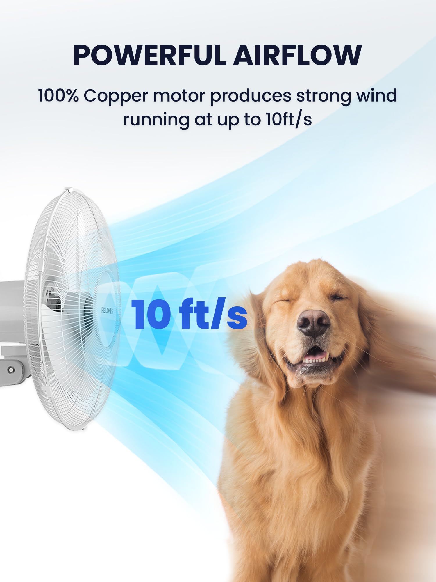 PELONIS 16 Inch Wall Mount Fan - 3 Speed Oscillating Fan with Adjustable Tilt, High Velocity Wall Mounted Fan for Home, Garage, Patio, Bedroom - 2 Pack White - Perfect for Cooling Large Spaces and Improving Air Circulation