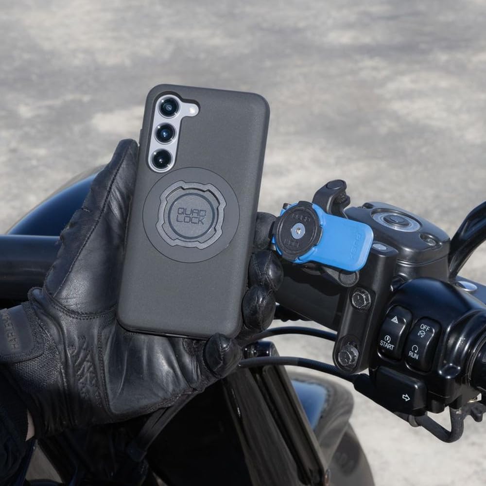 Quad Lock Motorcycle Phone Mount Kit - Vibration Dampener & Galaxy S24 Ultra MAG Case | Secure Phone Holder for Brake/Clutch | Perfect for Adventure Riding, Commuting & GPS Navigation
